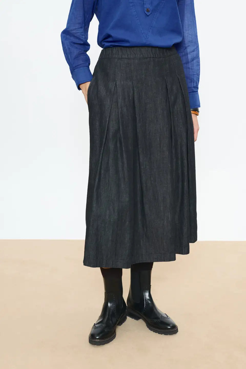 Women's College Skirt Denim Black