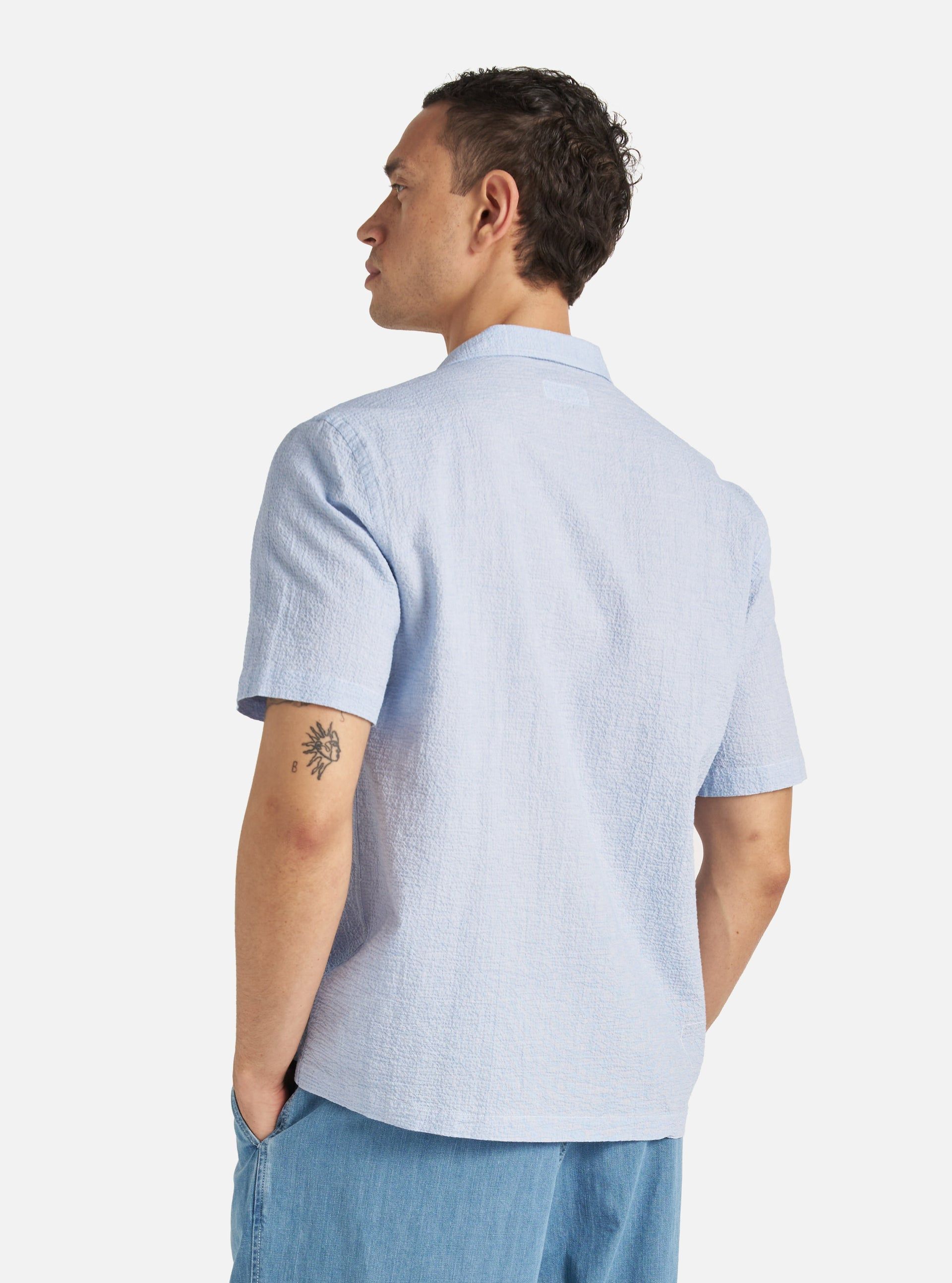 Men's Seersucker Shirt Pale Blue