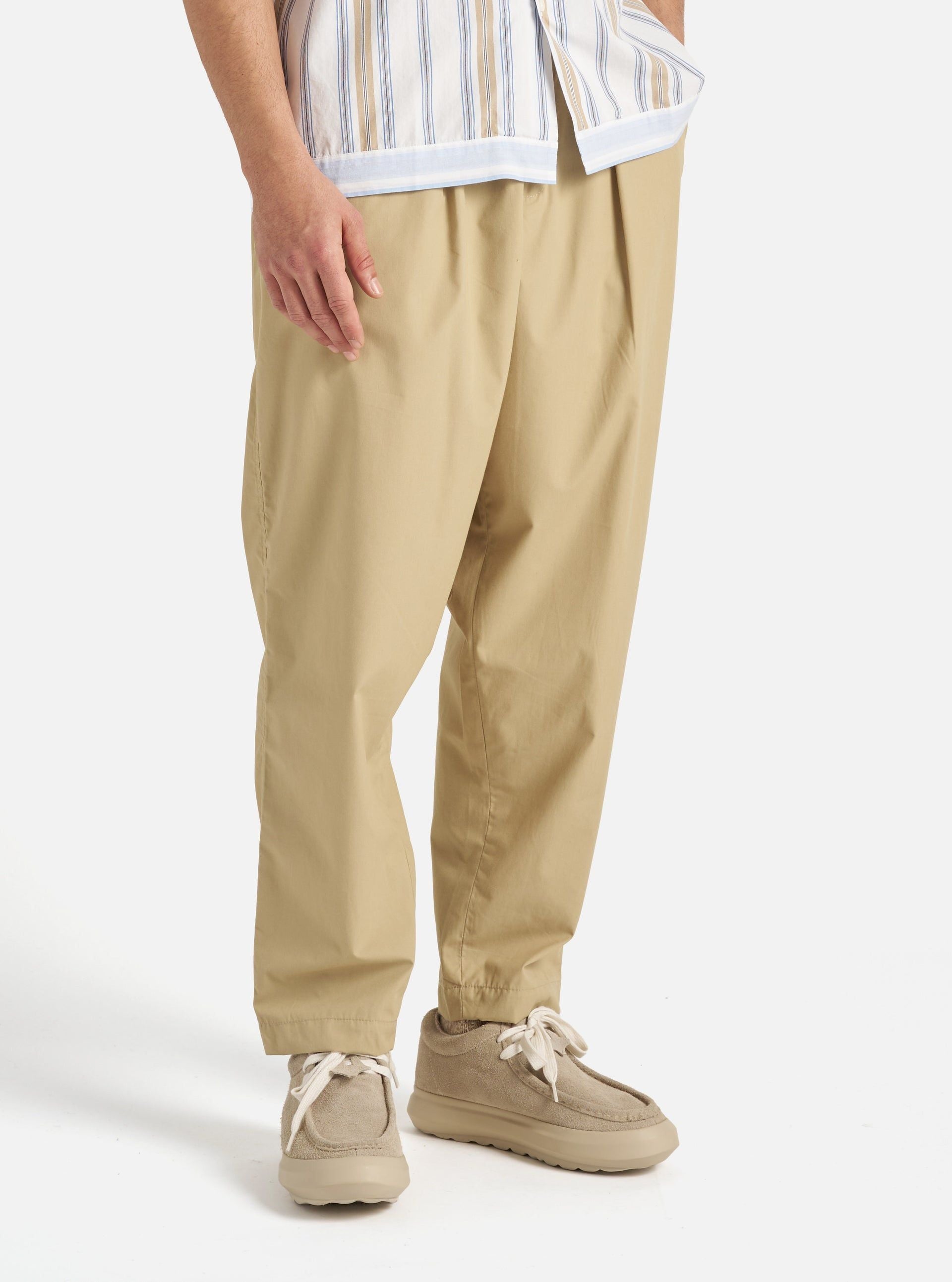 Men's Pleated Track Trousers Sand