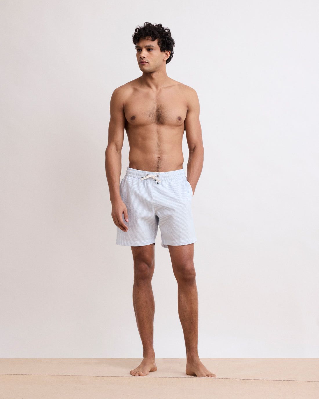 Costume Swim Uomo Light Blue White - Vista laterale