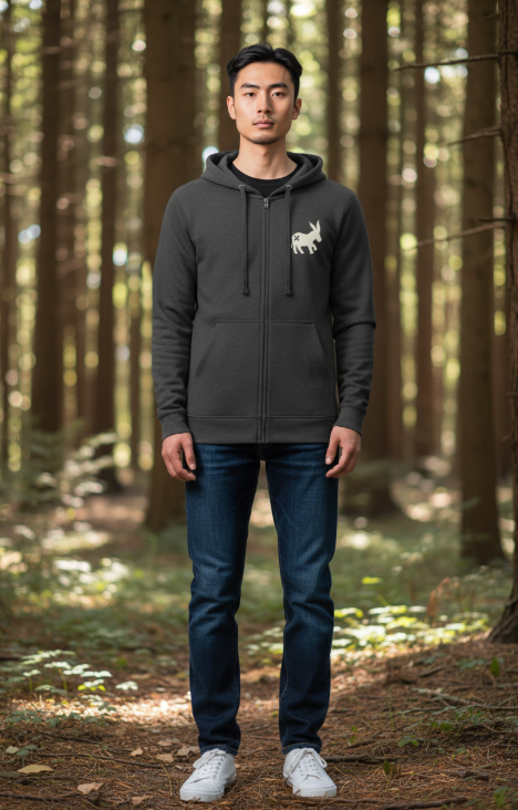 Sudadera Hoodie Full-Zip Hombre Antracite