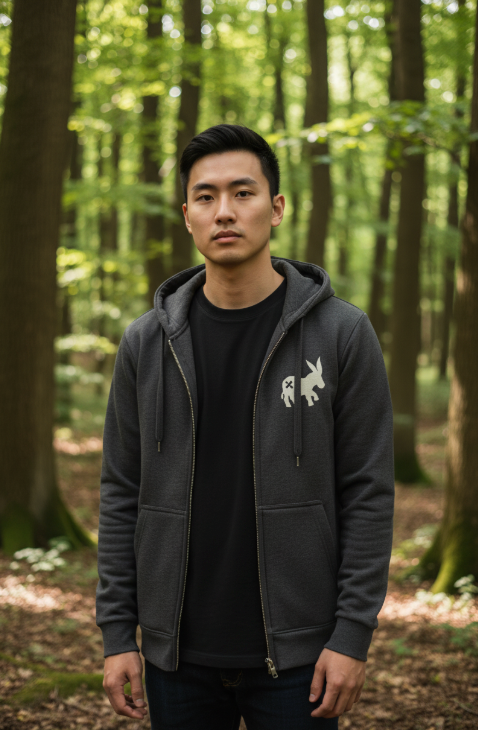 Sudadera Hoodie Full-Zip Hombre Antracite