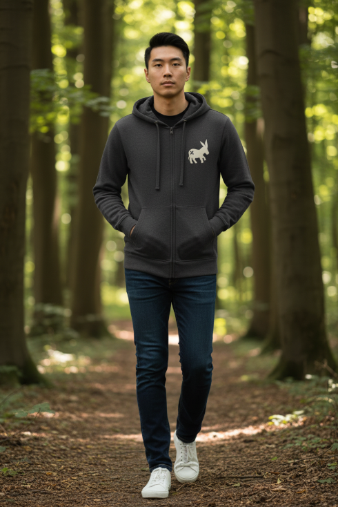 Sudadera Hoodie Full-Zip Hombre Antracite