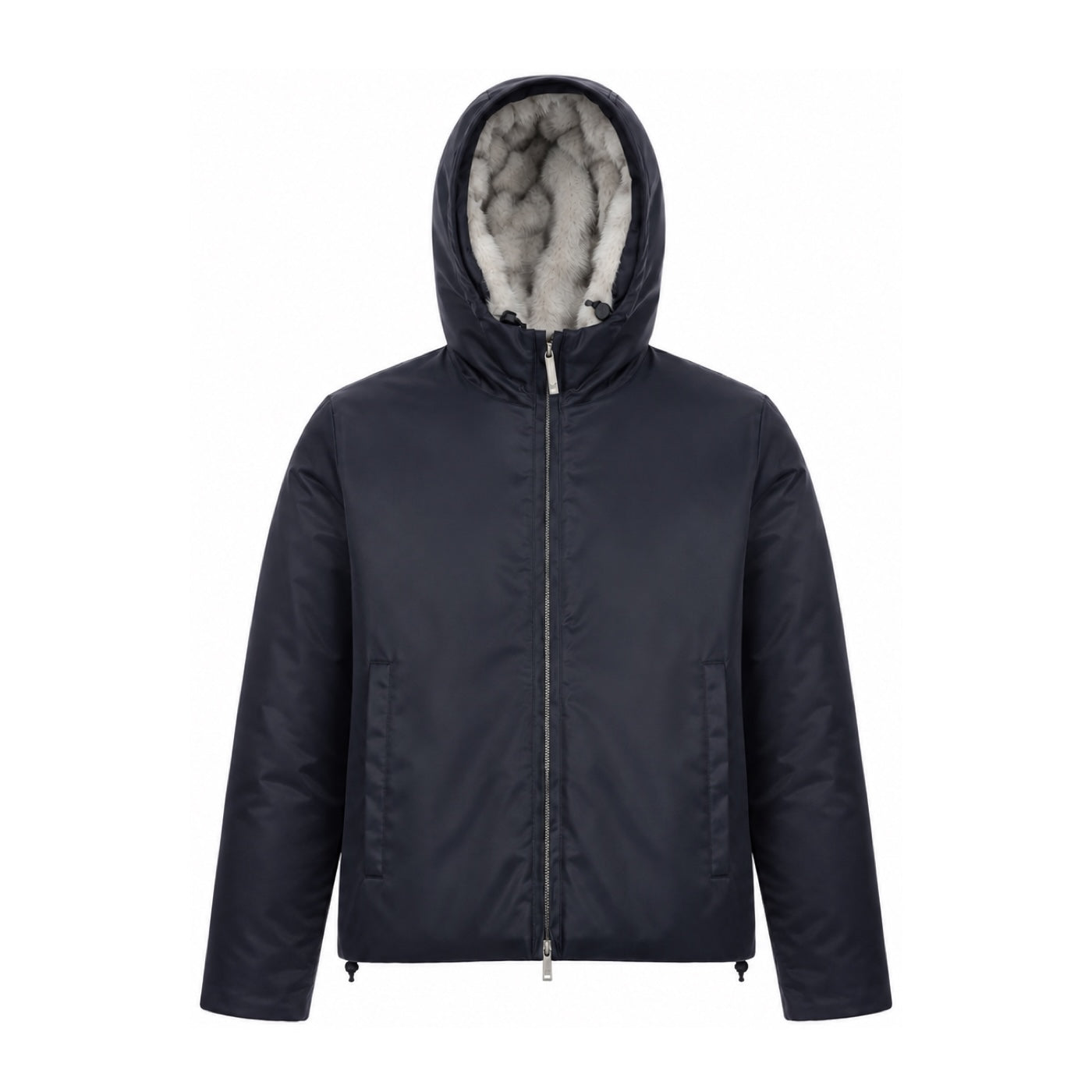 Frau Olga Shiny Twill Fur Jacke Black Greyish Fur