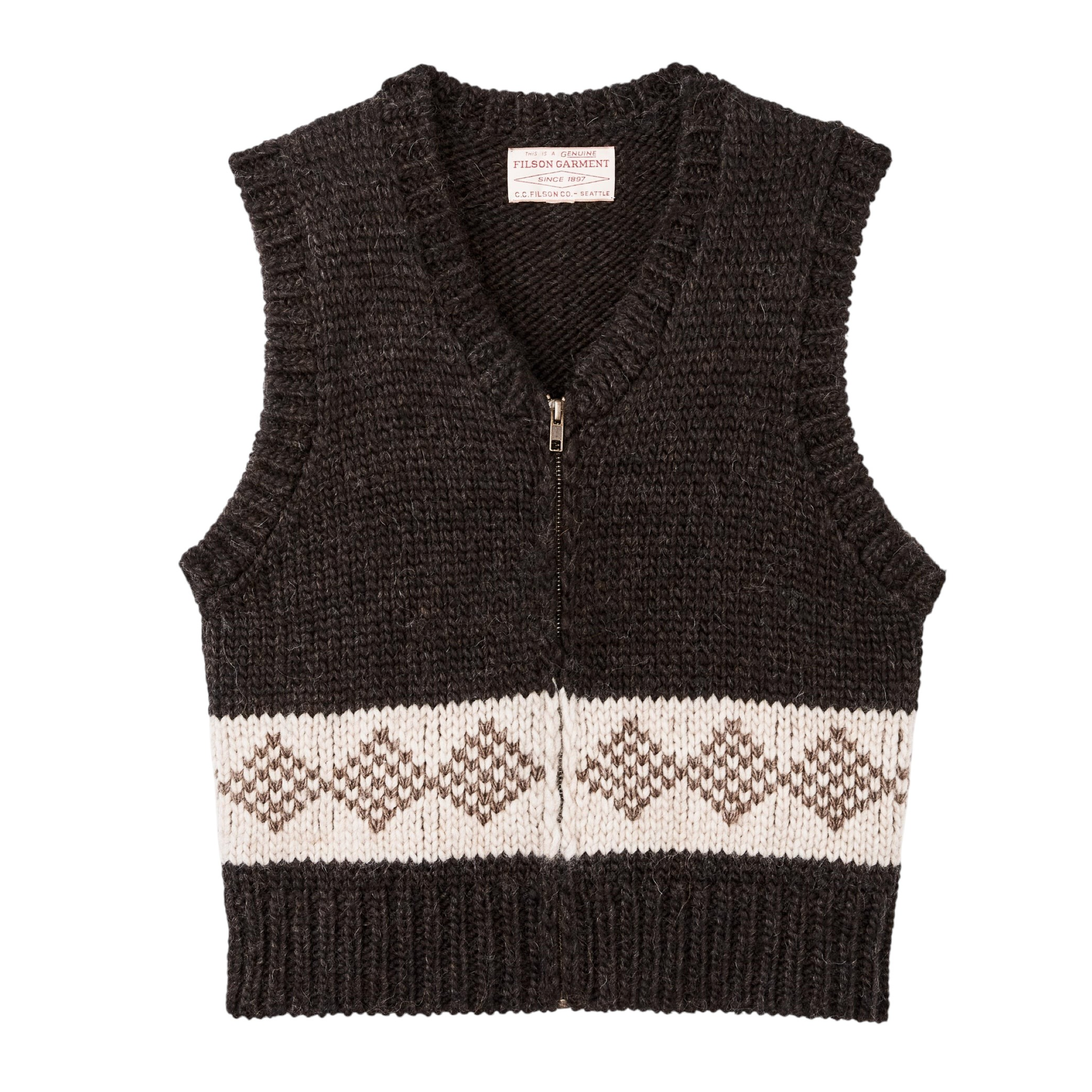 Gilet Wool Zip Donna Dark Brown