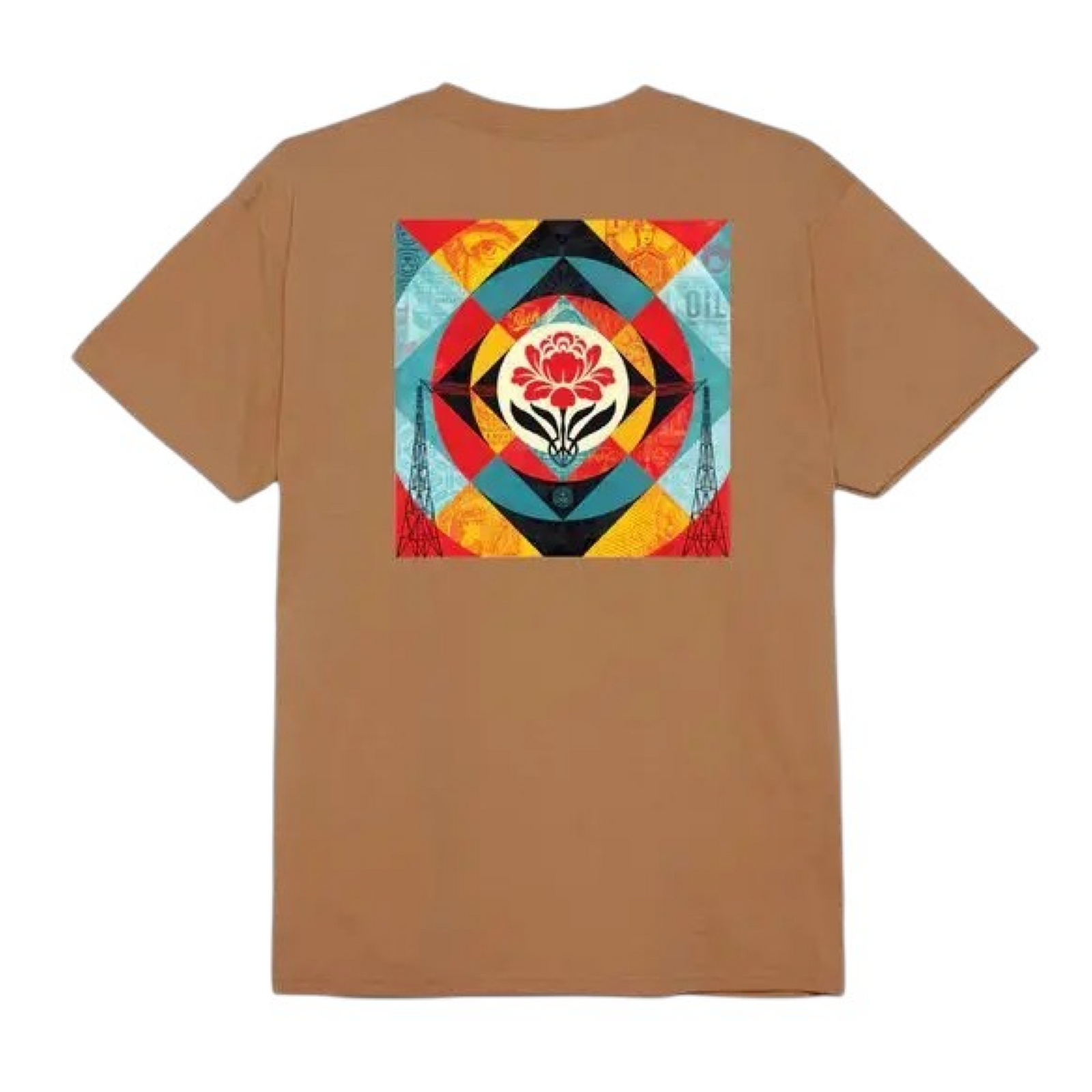 T-shirt Geometric Power Canvas Homme Brown Sugar