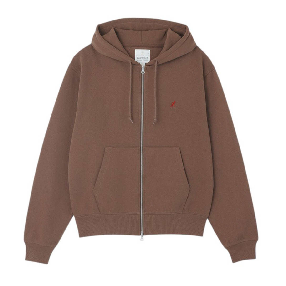Men's One Point Zip Hoodie Brown
