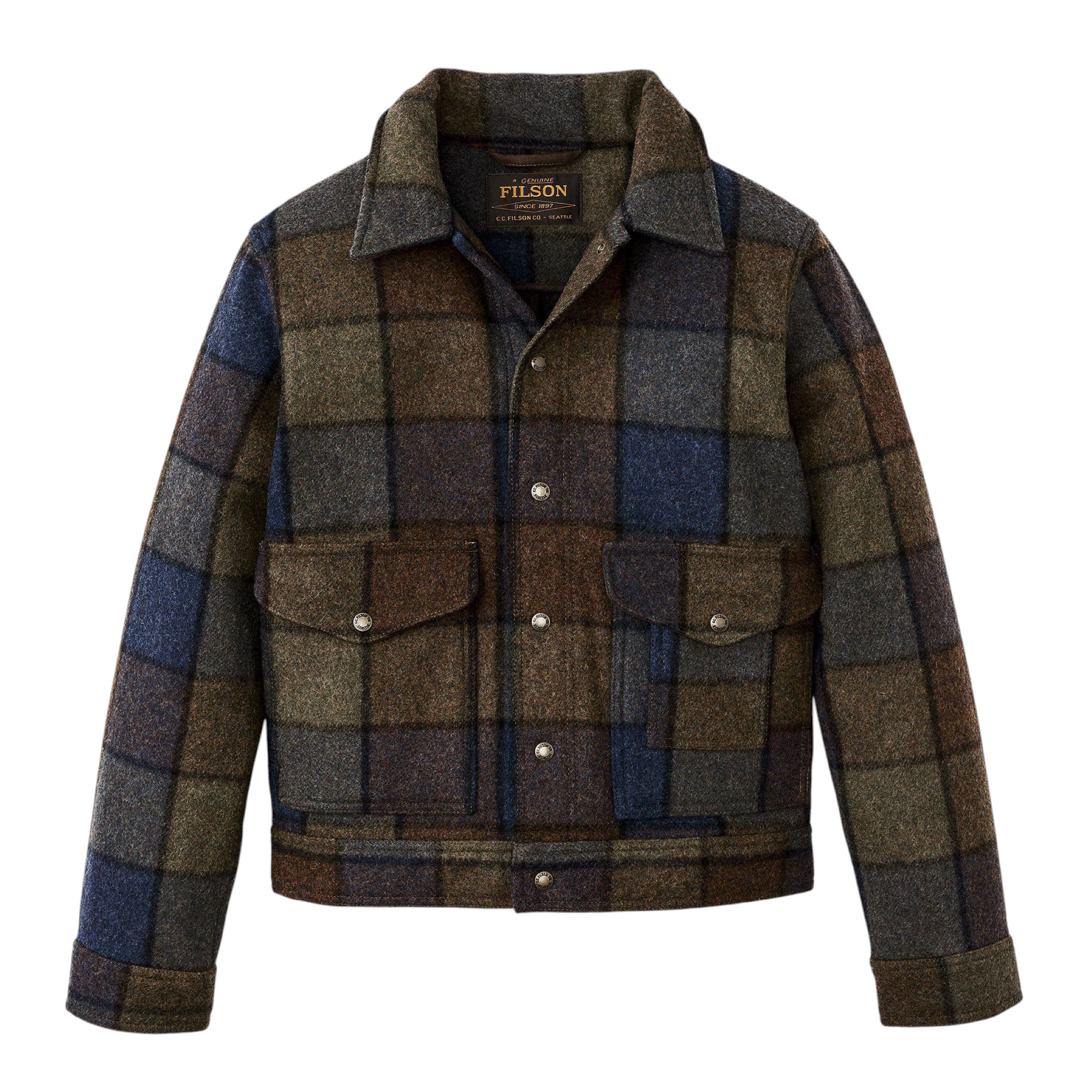Veste Mackinaw Wool Homme Blue/Brown/Gray