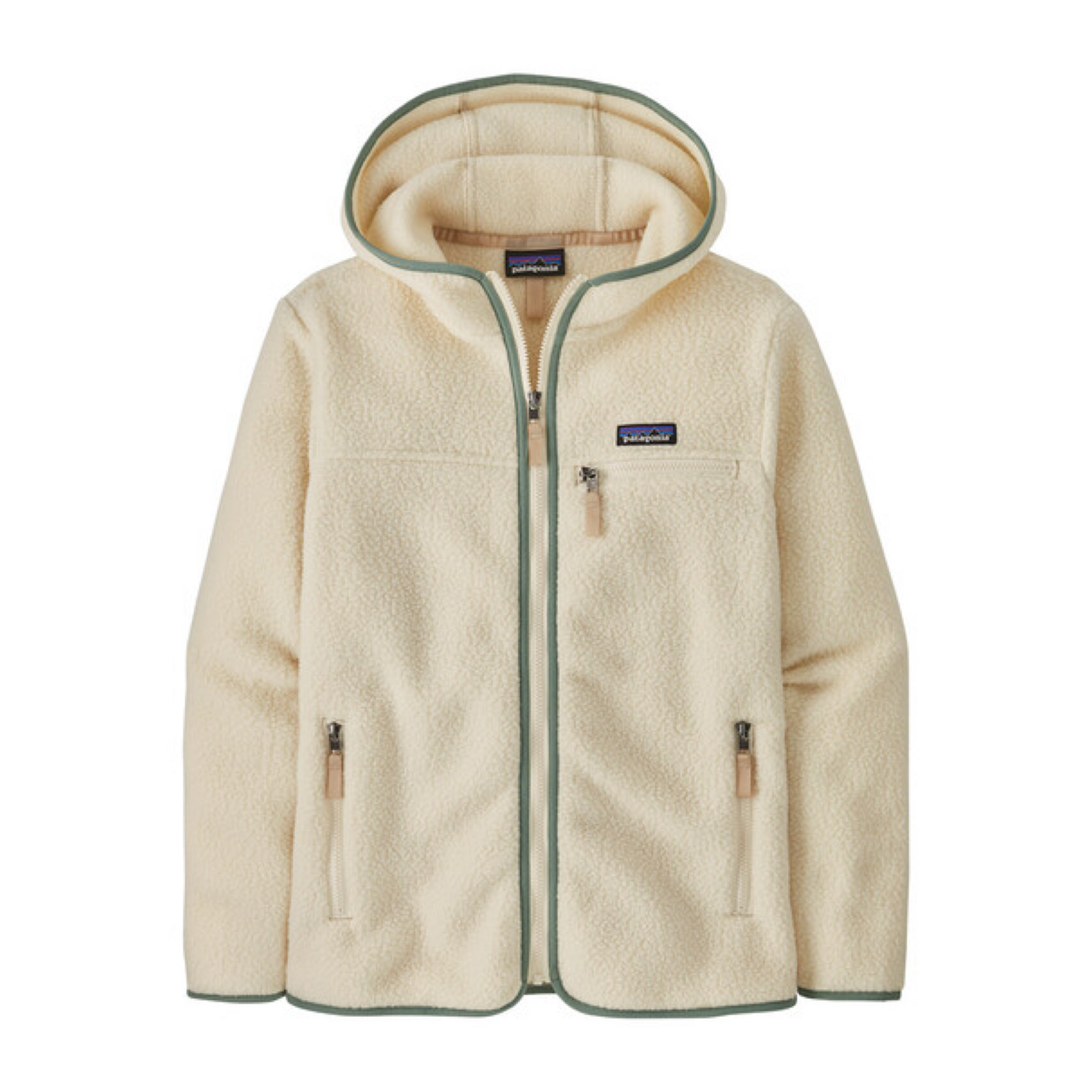 Frau Retro Pile Hoody Pullover Natural/Ellwood Green