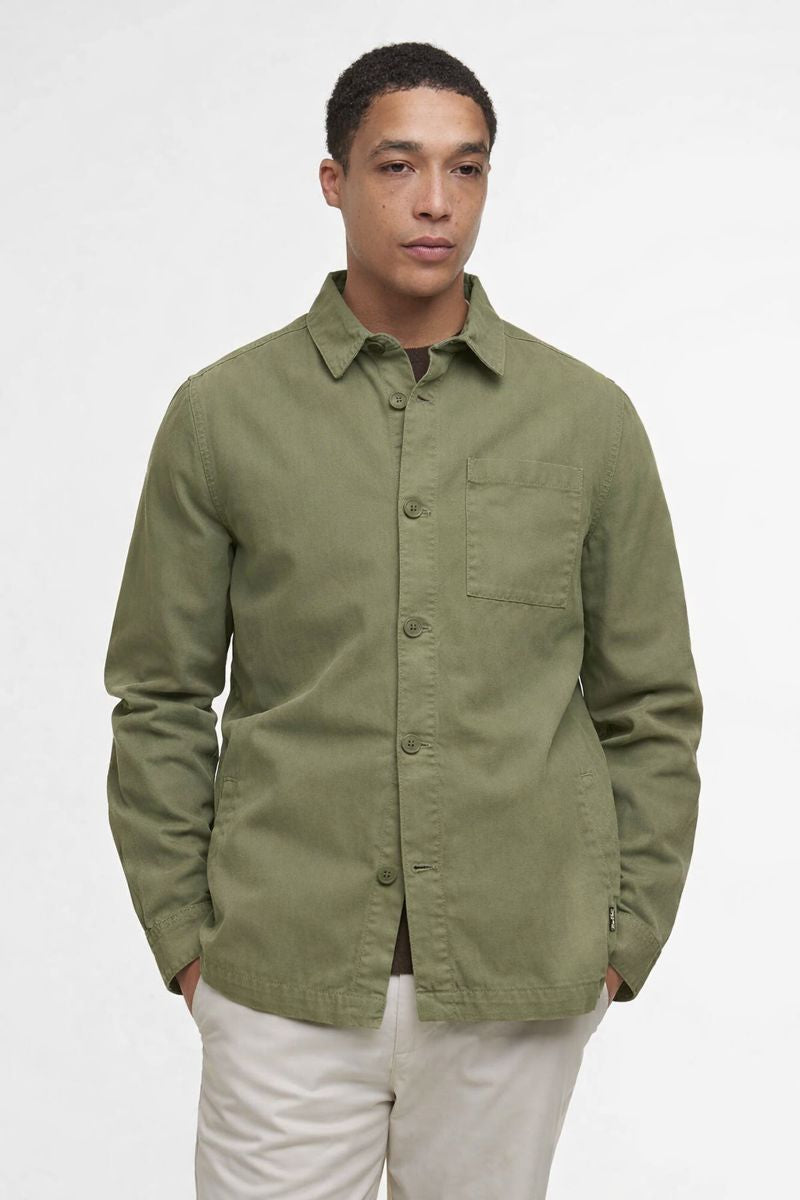 Mann Washed Overshirt Hemd Smokey Olive