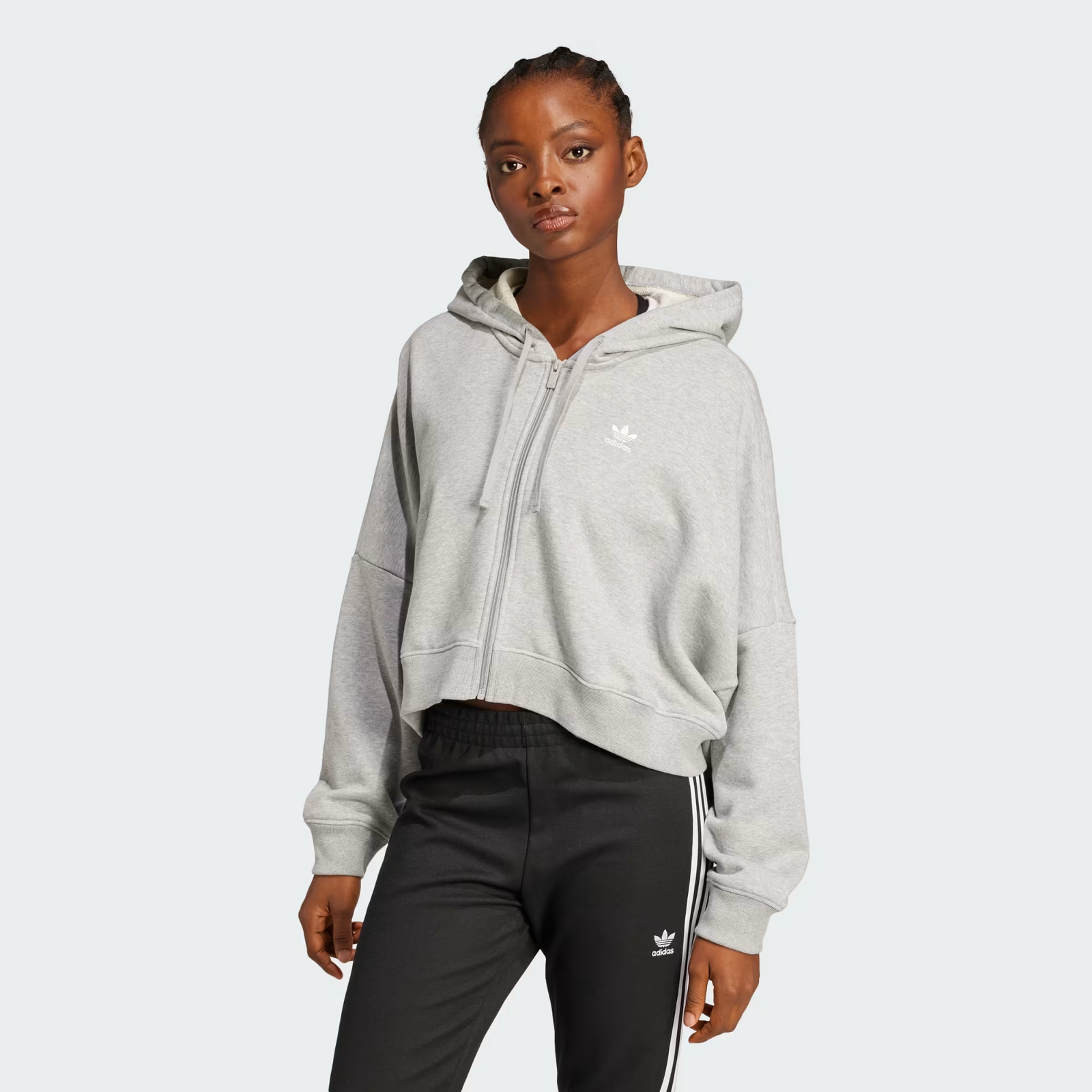 Sudadera Hoodie Essential Short Mujer Medium Grey Heather
