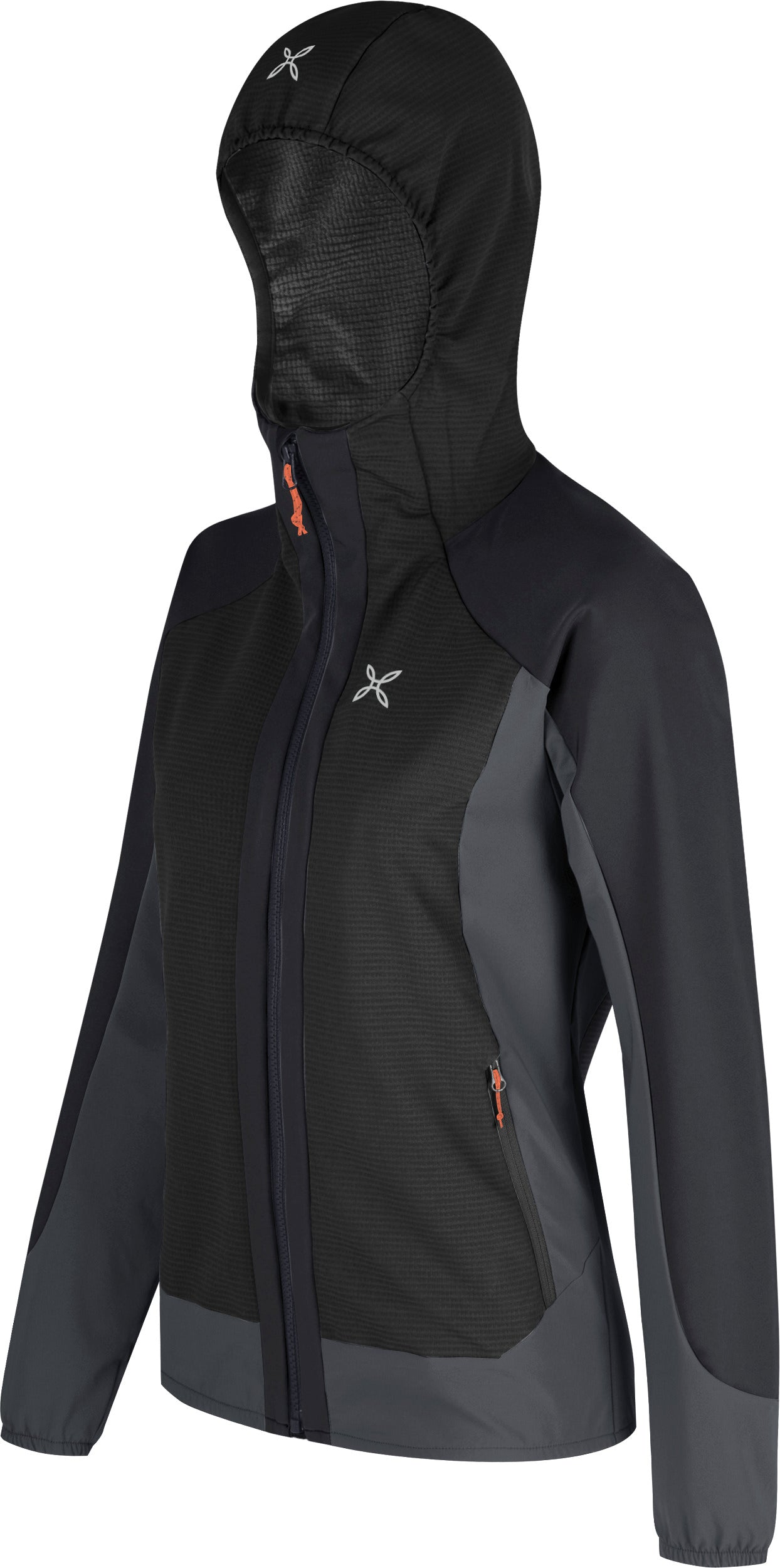 Frau Dolomiti Wind Hooded Jacke Black/Melon