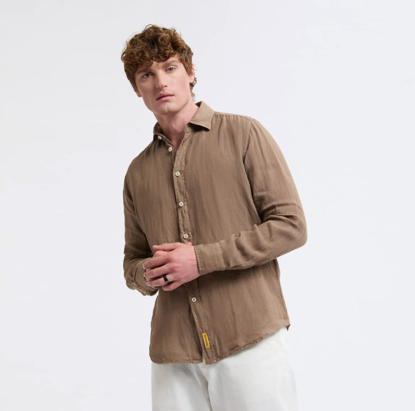 Mann Bradford Linen Hemd Karamell