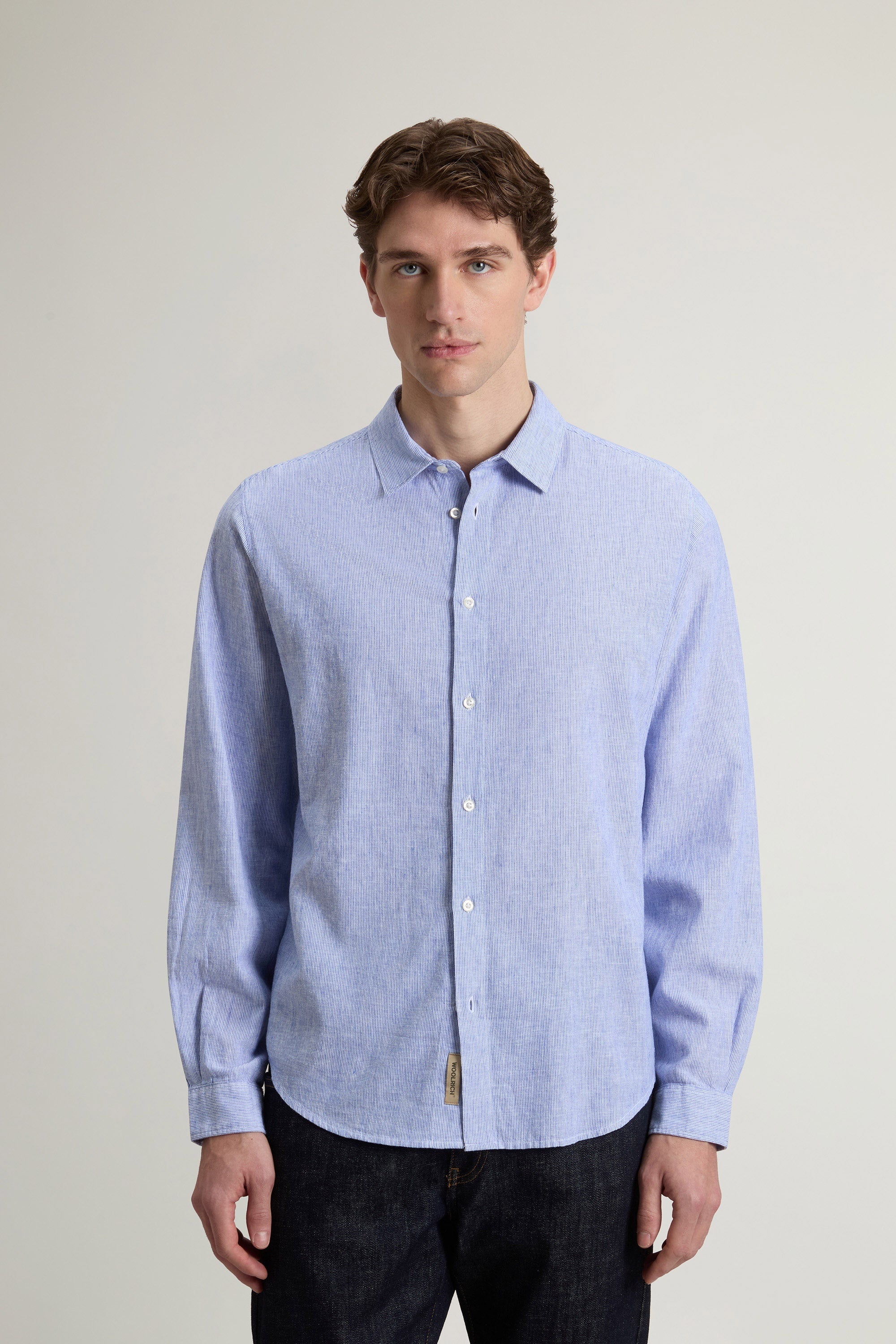 Mann Linen Stripe Hemd Grisaille
