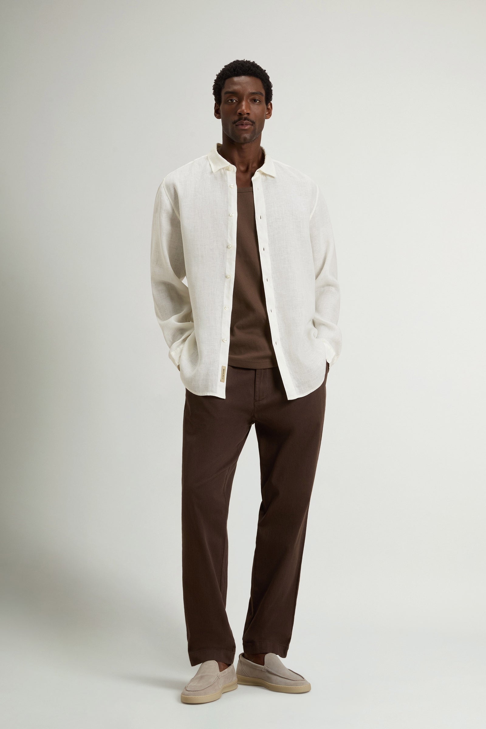 Camicia Linen Uomo Arctic White