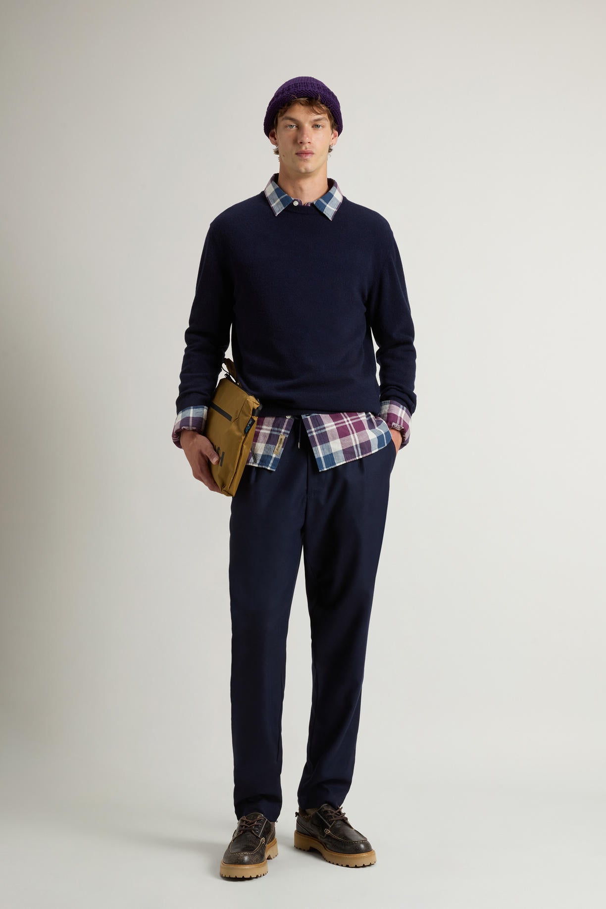Maglia Lambswool Crewneck Uomo Melton Blue