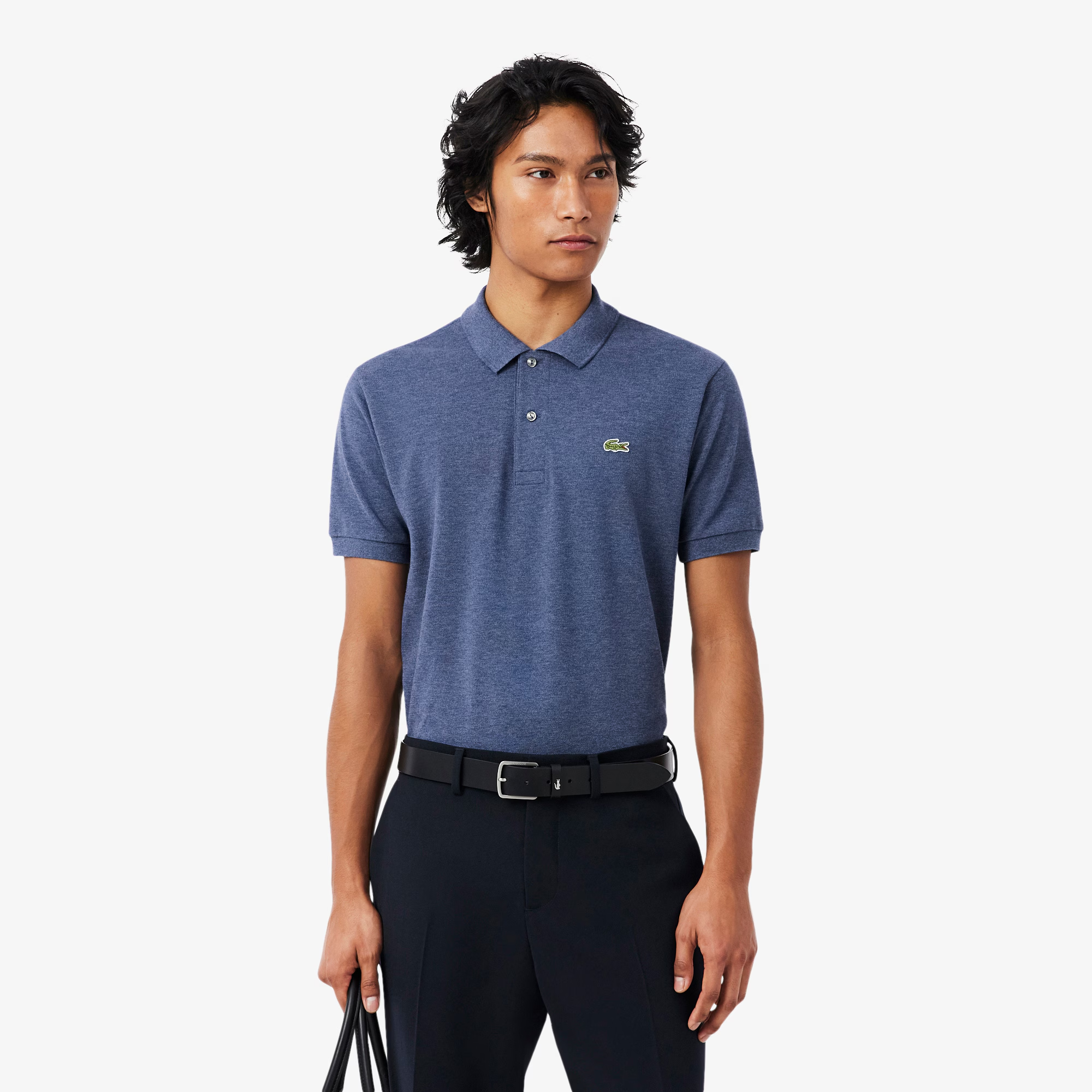 Mann Classic Fit Mèlange Polo Blue Chine