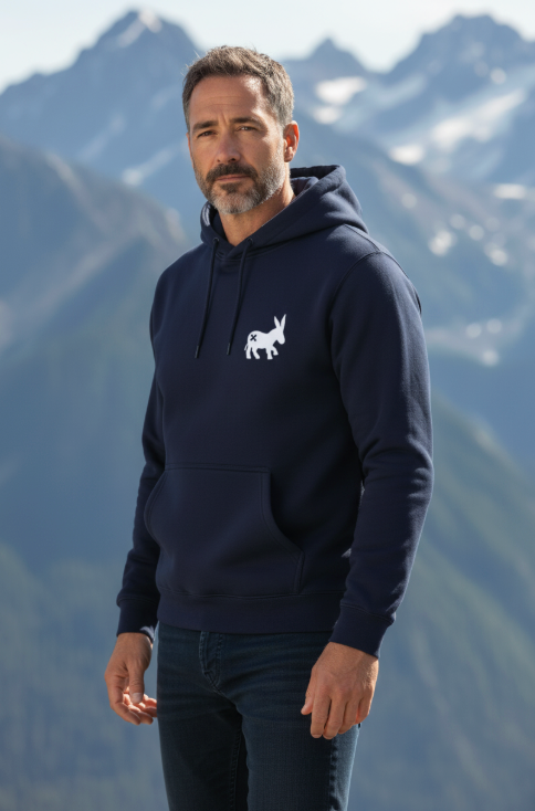 Maglia Hoodie Uomo Navy Blue/White