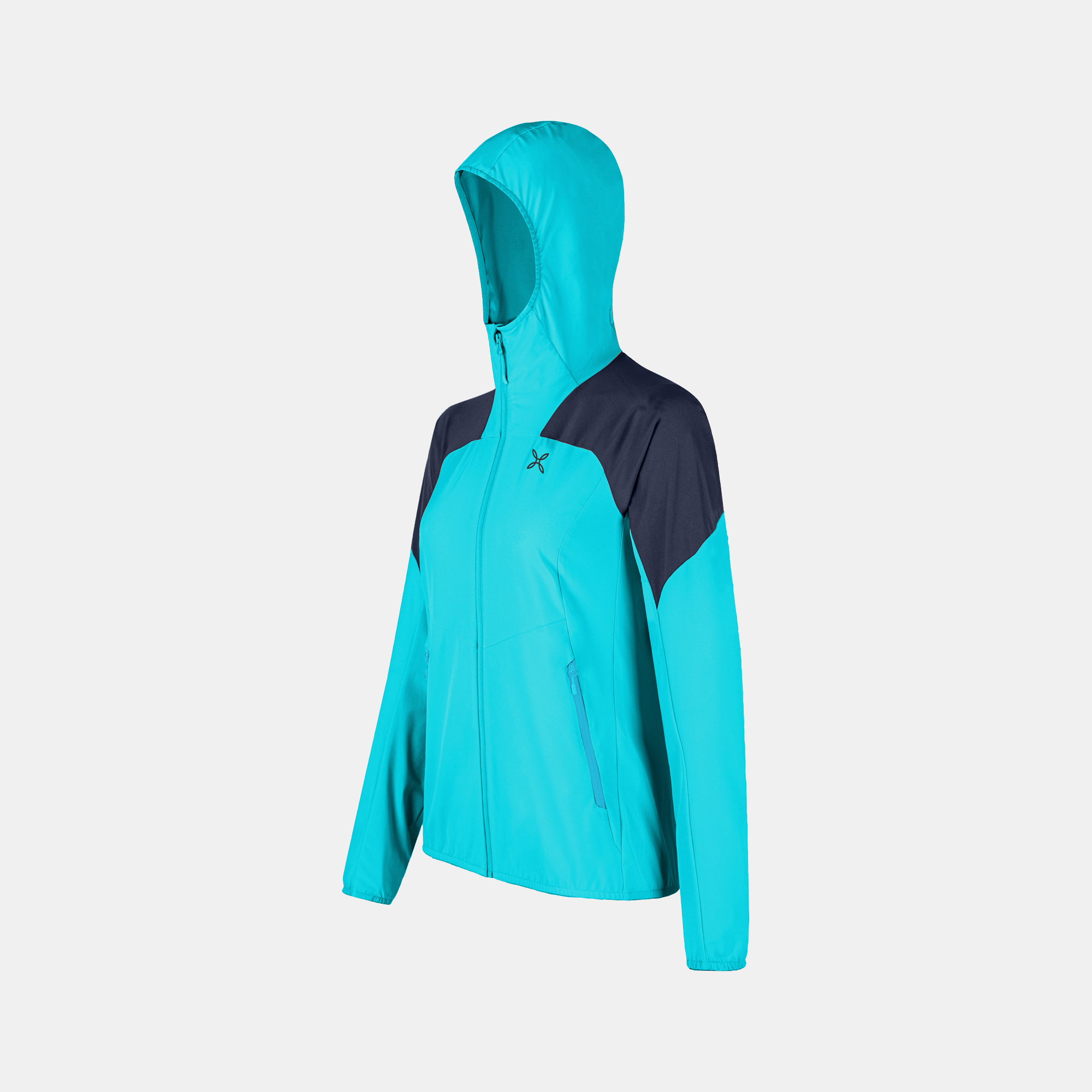 Chaqueta Rise Hooded Mujer Turquise/Graphite Blue