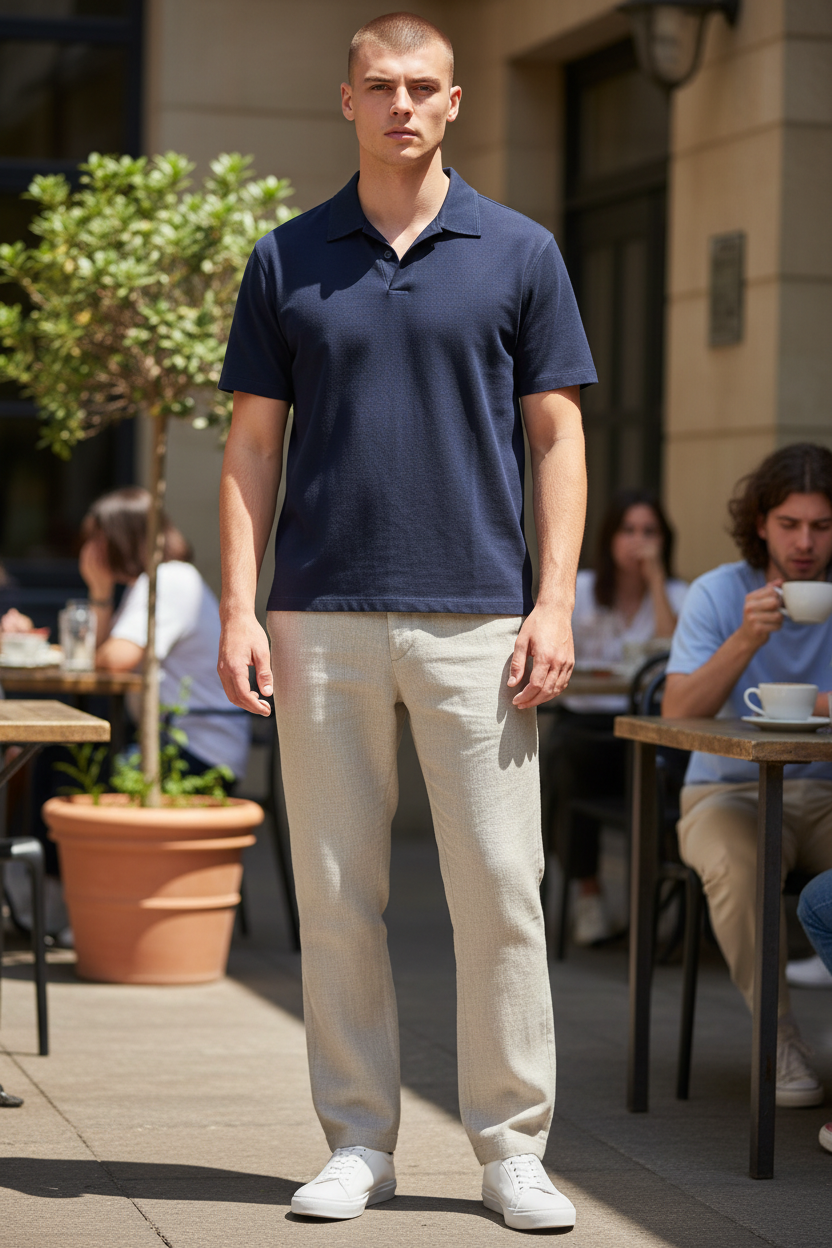 Polo Lightweight Lyocell Uomo Navy