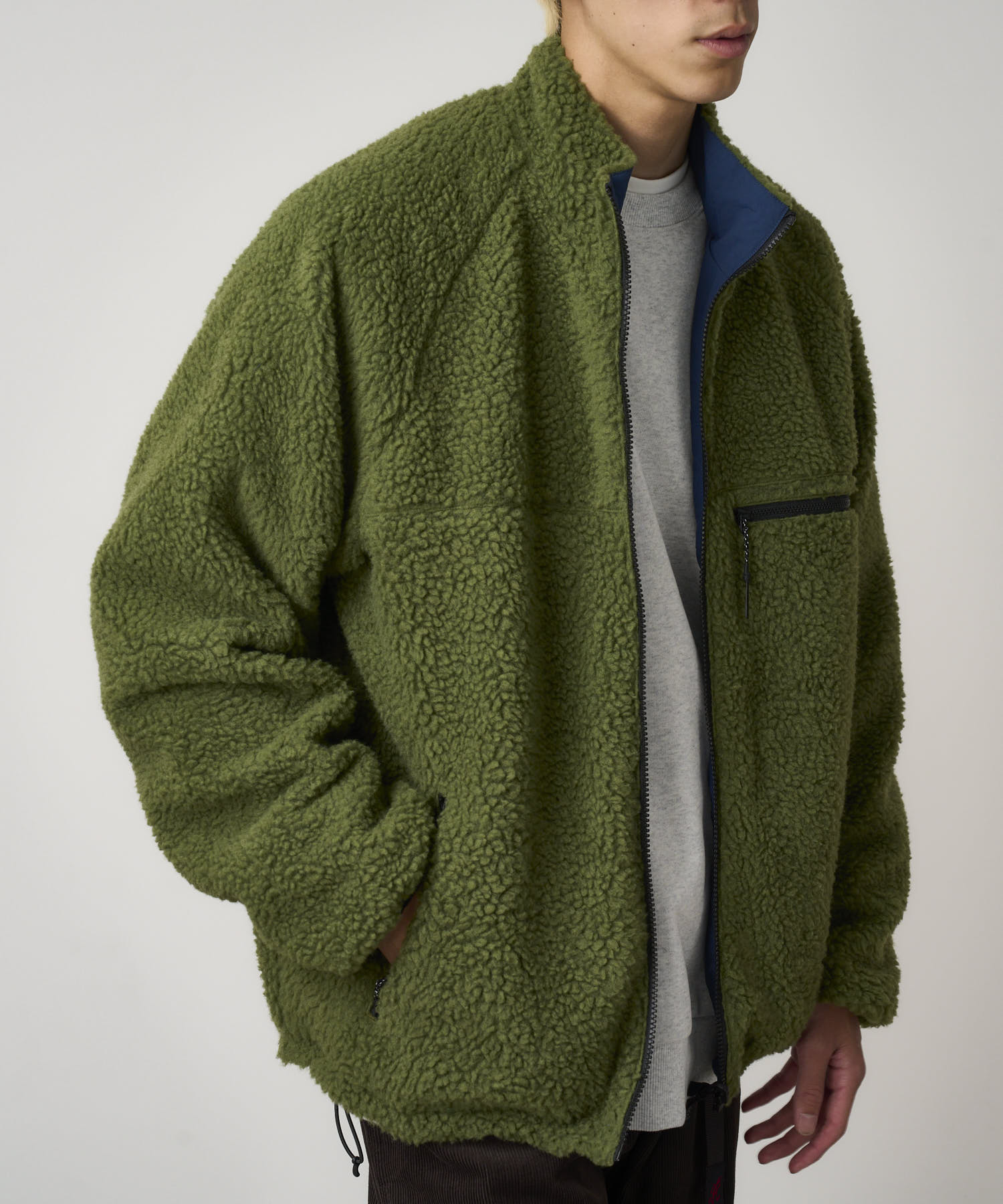 Giacca Sherpa Uomo Olive/Dusty Navy