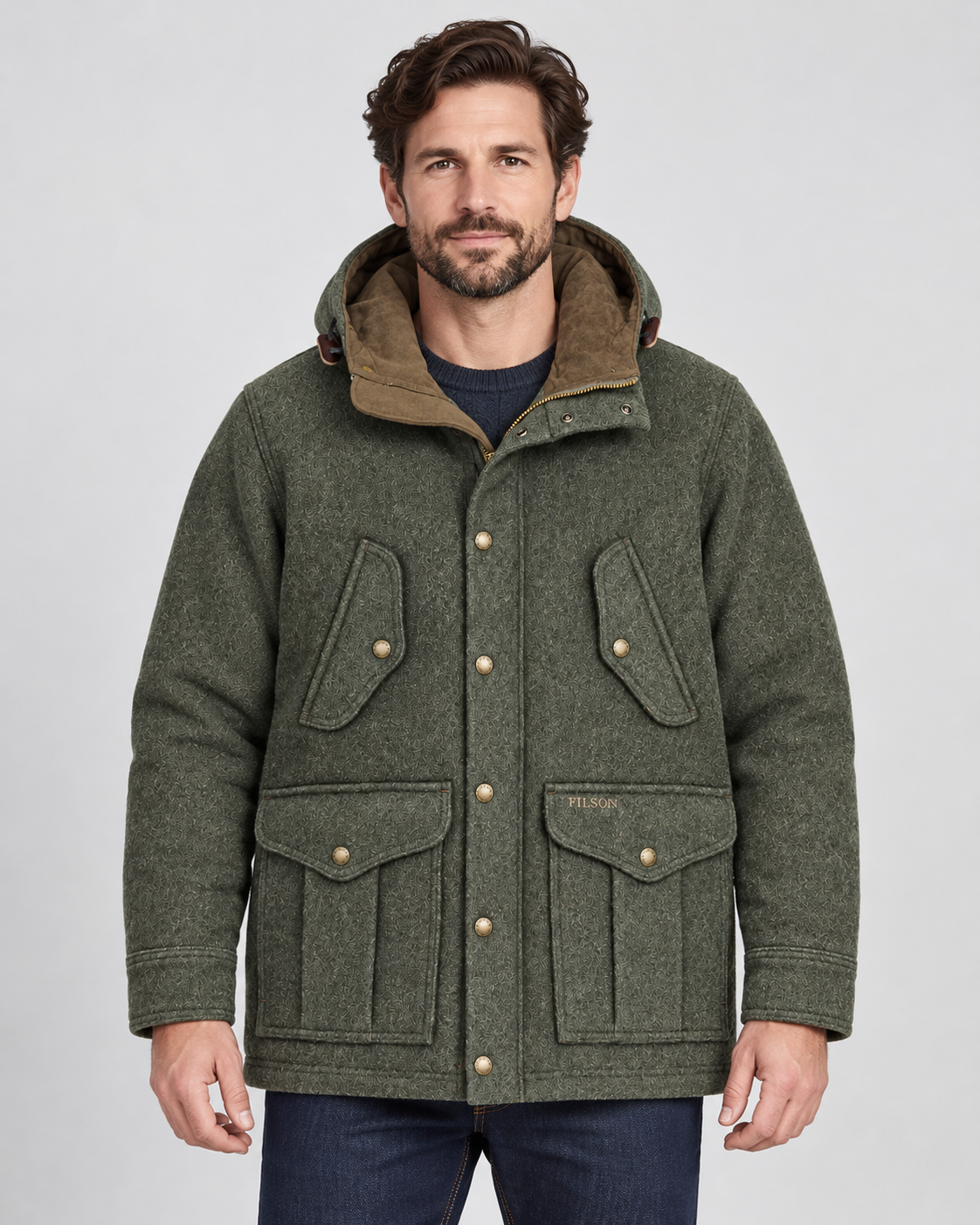 Herr Cascade Wool Mountain Parka furugrön
