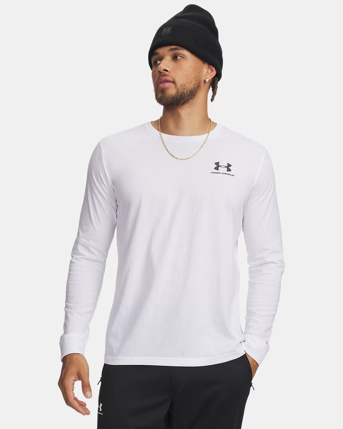 Men's Left Chest Long Sleeve T-shirt White