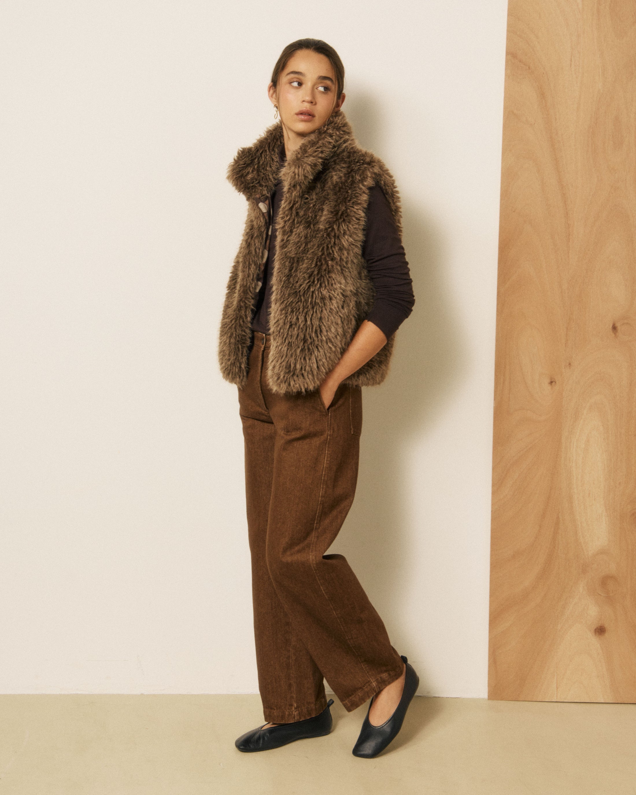 Gilet Verso Donna Glossy Brown