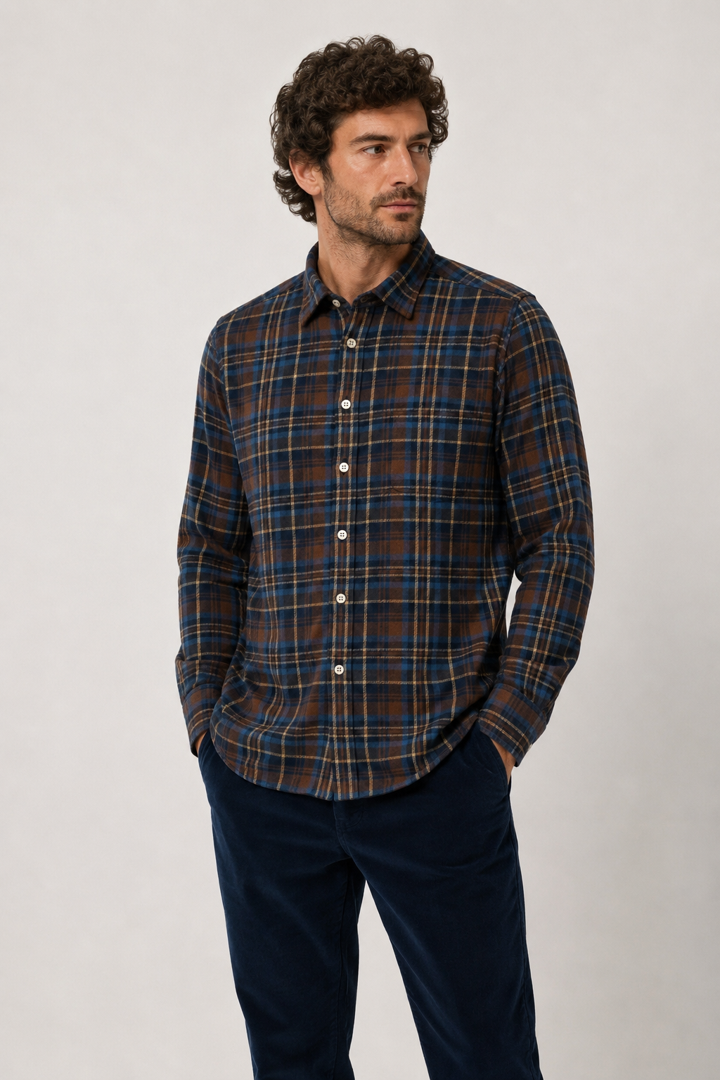 Camisa Paul Hombre Brown/Blue