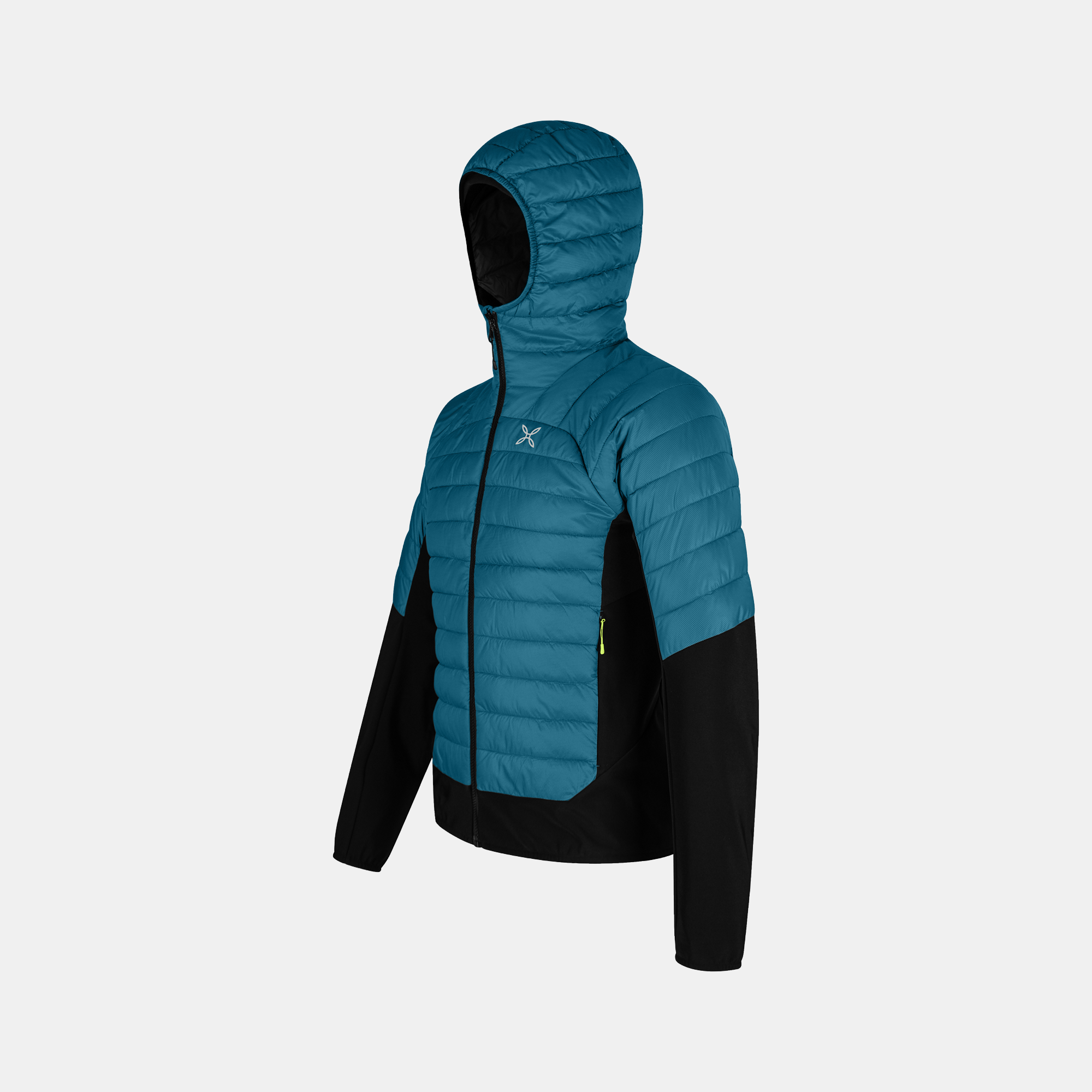 Mann Peak Hybrid Hooded Daunenjacke Steel Blue/Sunny Lime