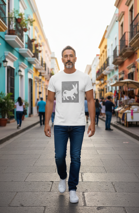 T-shirt Pattern Logo Uomo Bianco/Nero