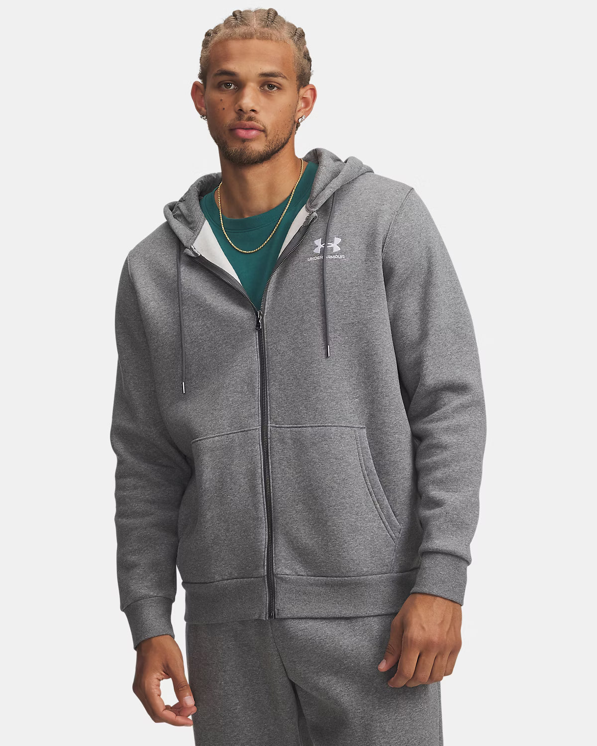 Mann Icon Fleece Full Zip Kapuzenpullover Pitch Gray Medium