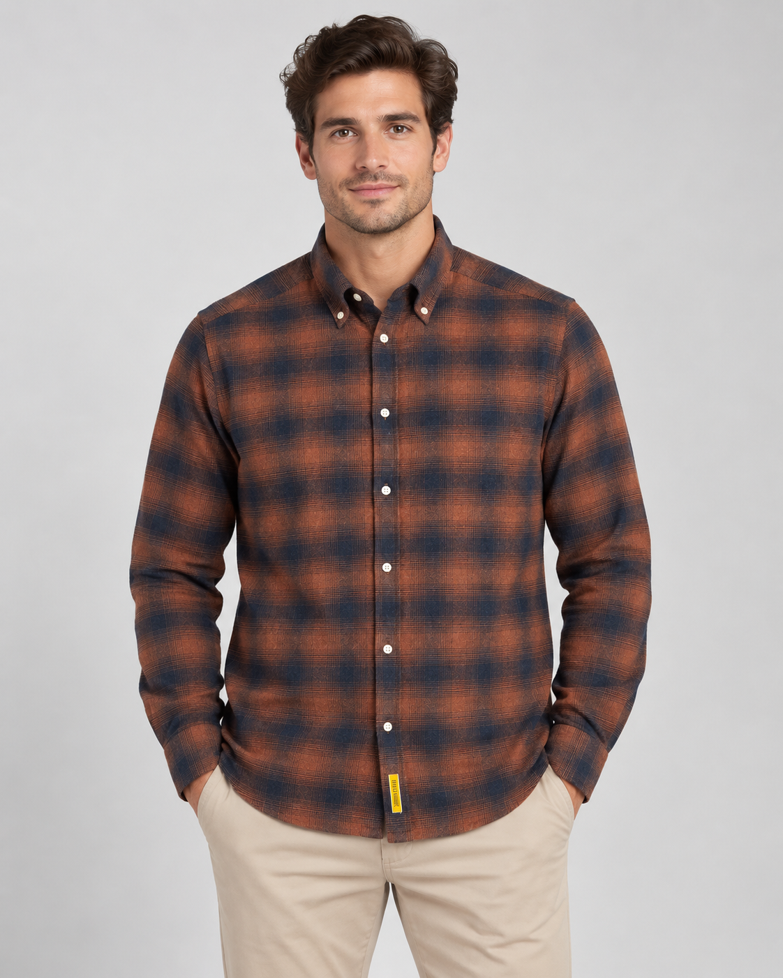 Camicia Bradford Tecnical Uomo Brown/Blue Dark