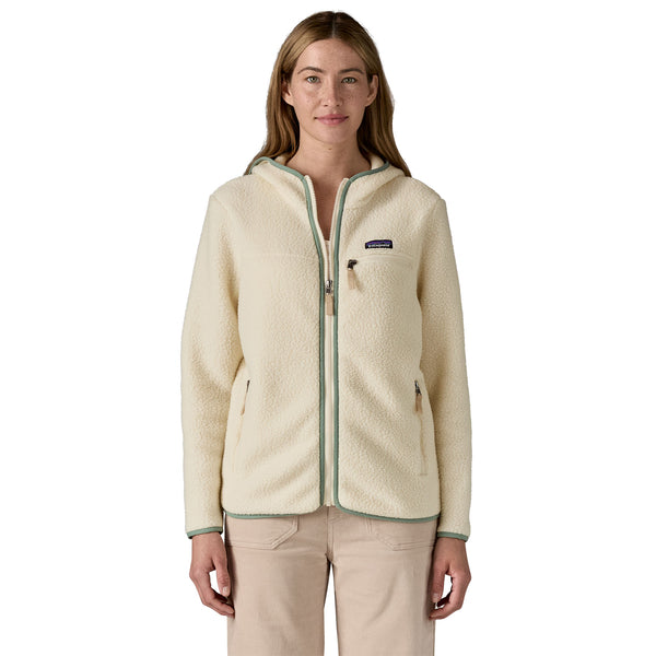 Suéter Retro Pile Hoody Mujer Natural/Ellwood Green
