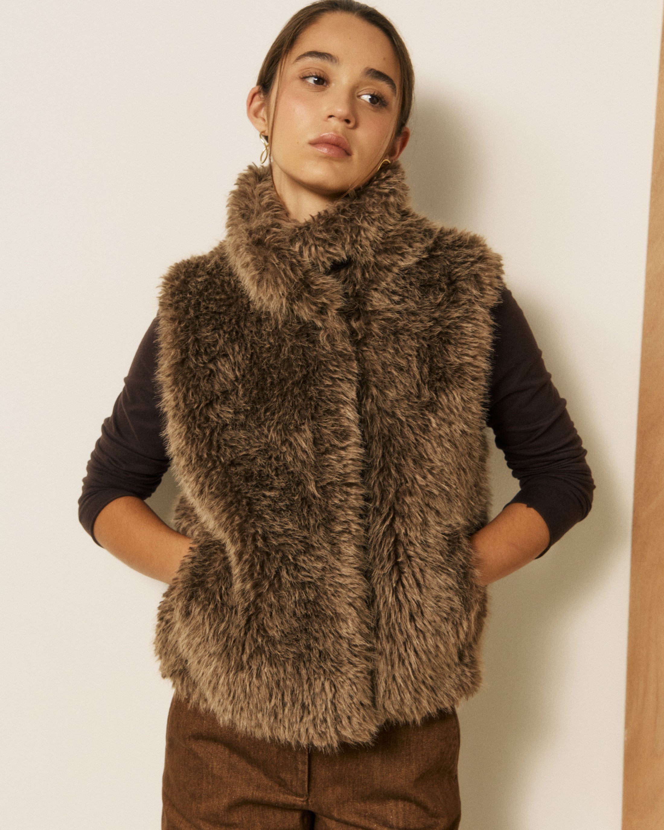 Gilet Verso Donna Glossy Brown