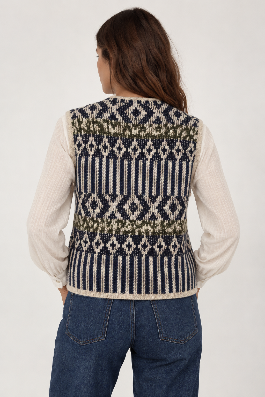 Gilet Folk 6 Donna Blue/Green