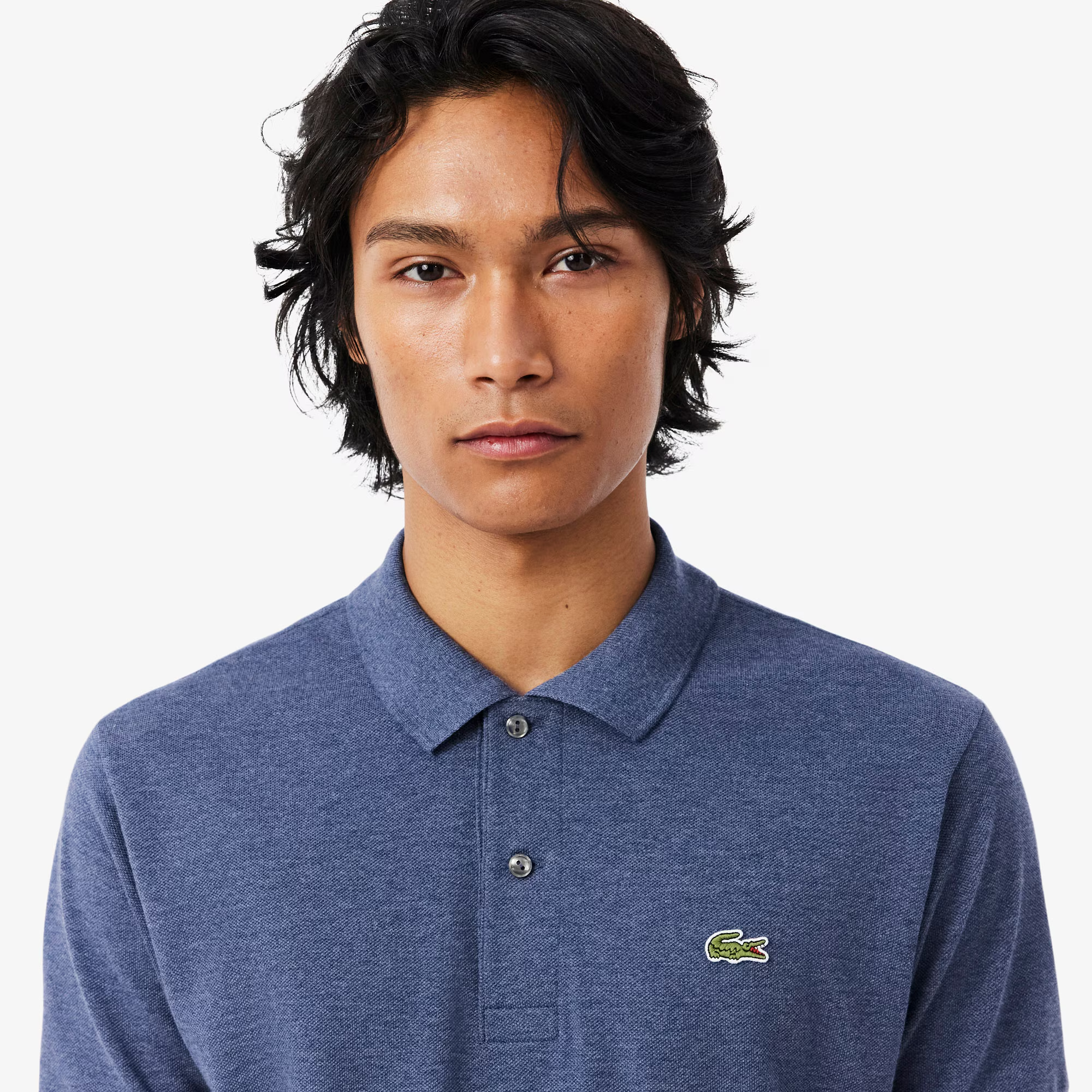Polo Classic Fit Mèlange Uomo Blue Chine