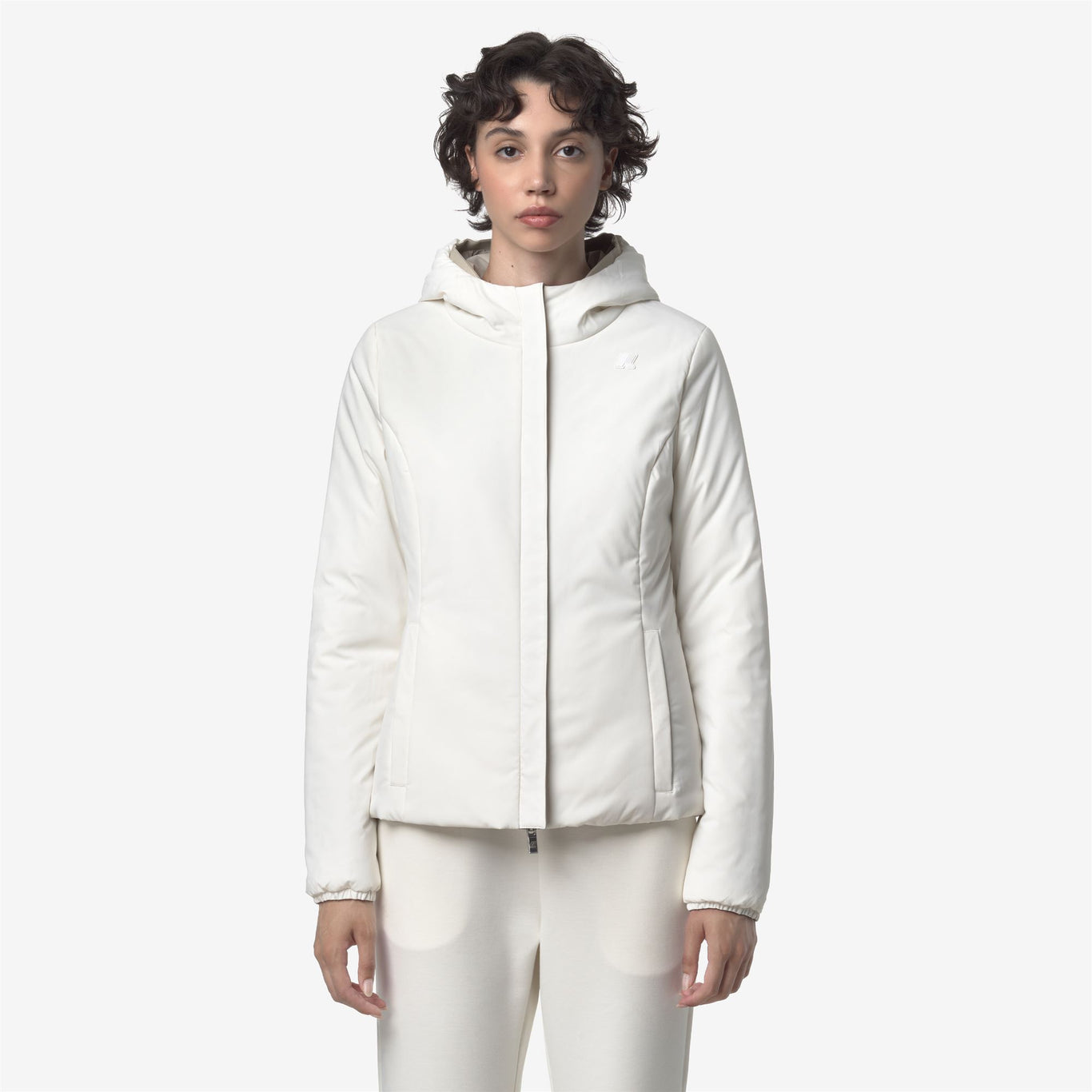 Women's Lily Stretch Warm Double Jacket Beige Cashmere/White Gardenia