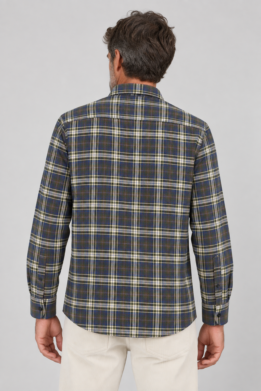 Bastoncino | Camisa Simo Flannel Hombre Green/Blue/Cream