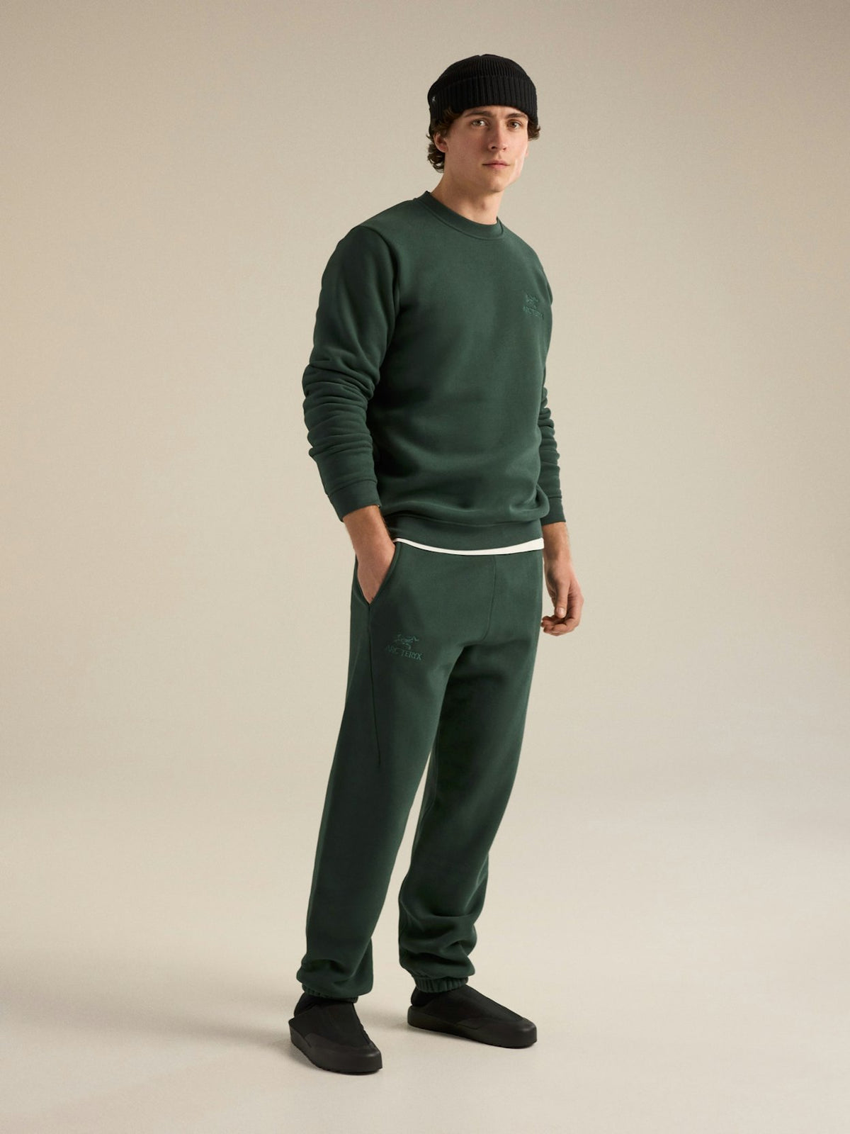Mann Embleme Fleece Crew Sweatshirt Dark Jade
