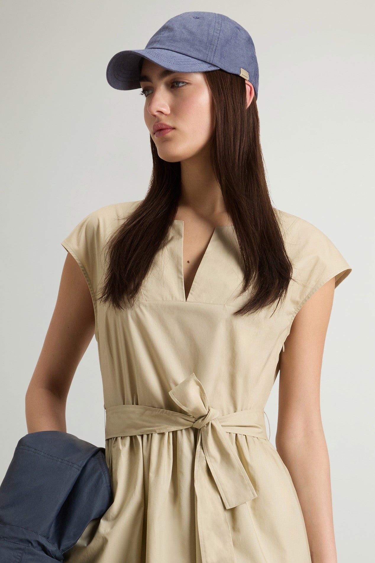 Women's Poplin Short Dress White Pepper