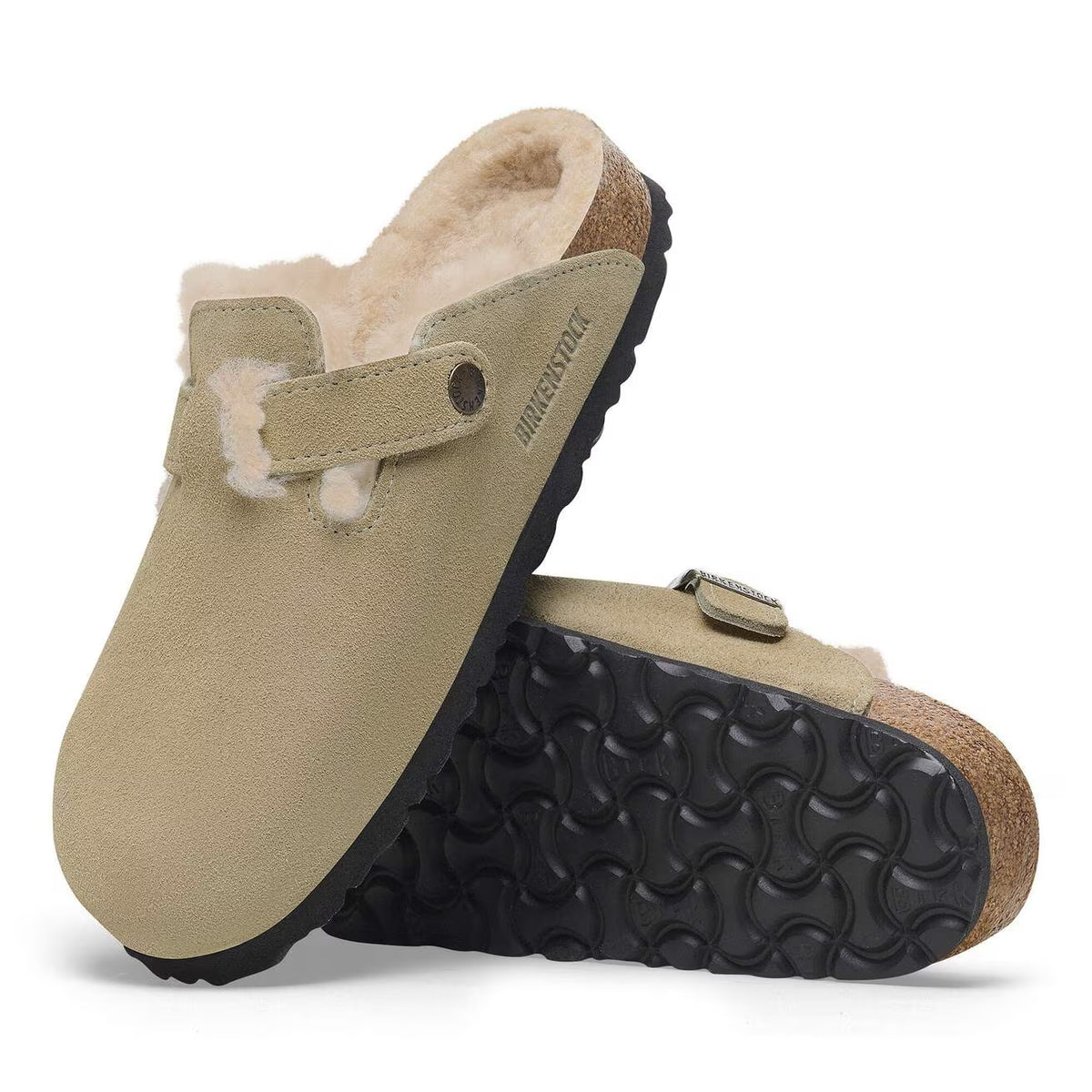 Boston VL shearling-sandaler, taupe