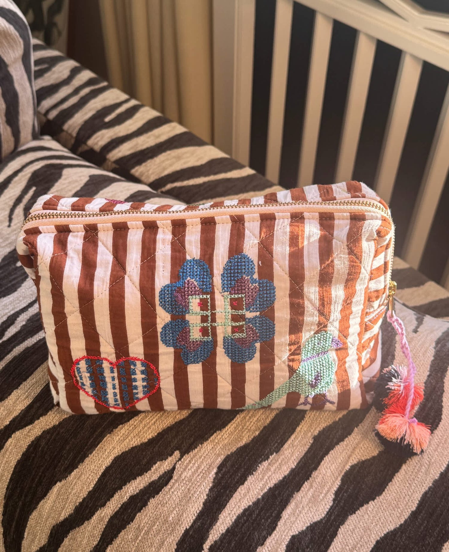 Borsa Rosea Cosmetic Donna Brown Stripes