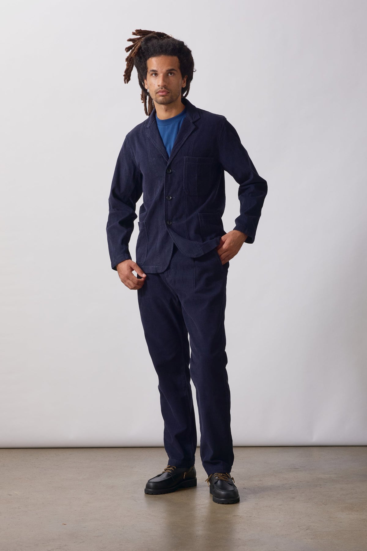 Mann Fine Cord Waiter Hose Dark Navy