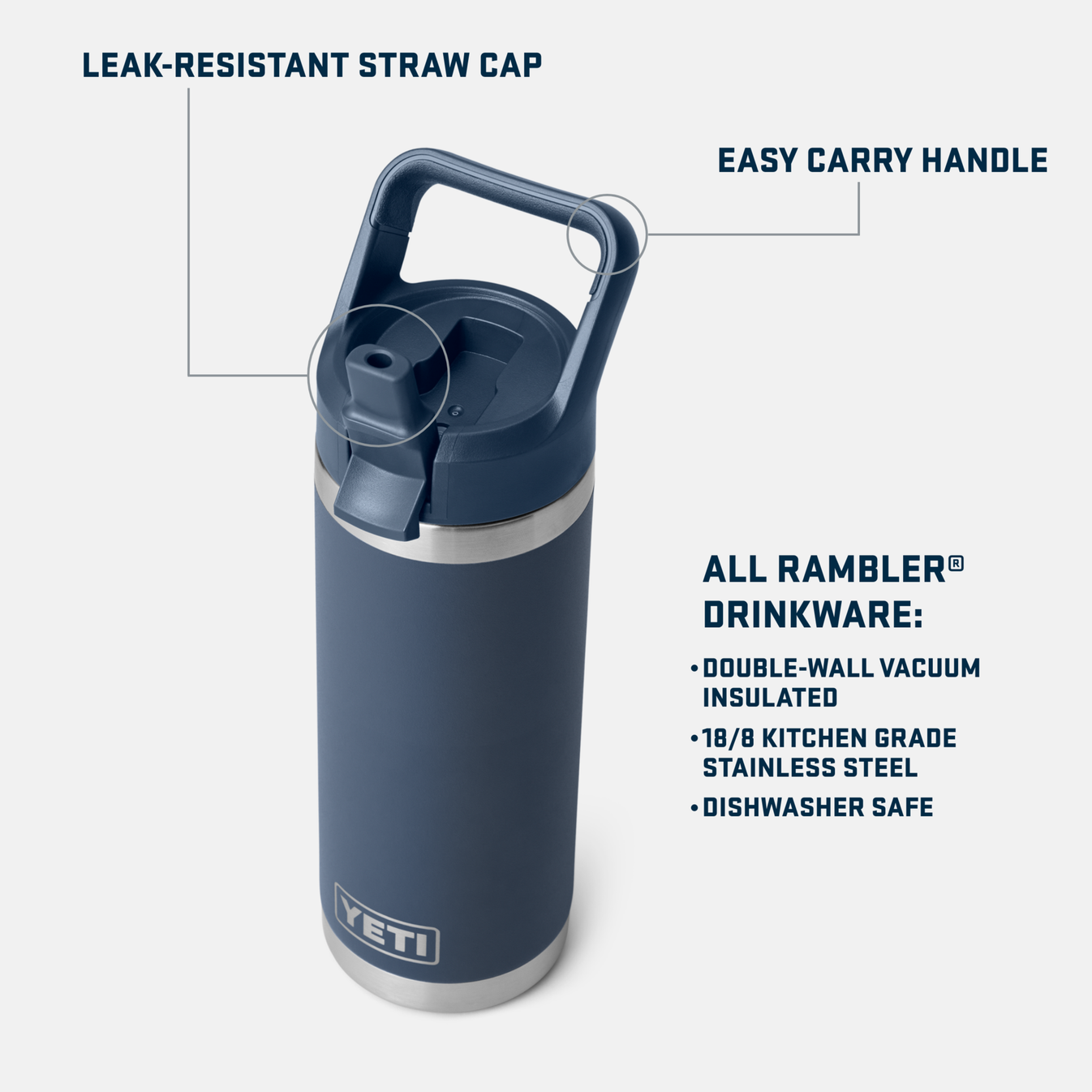 Botella Termica Colour Straw Bottle 532ml Navy