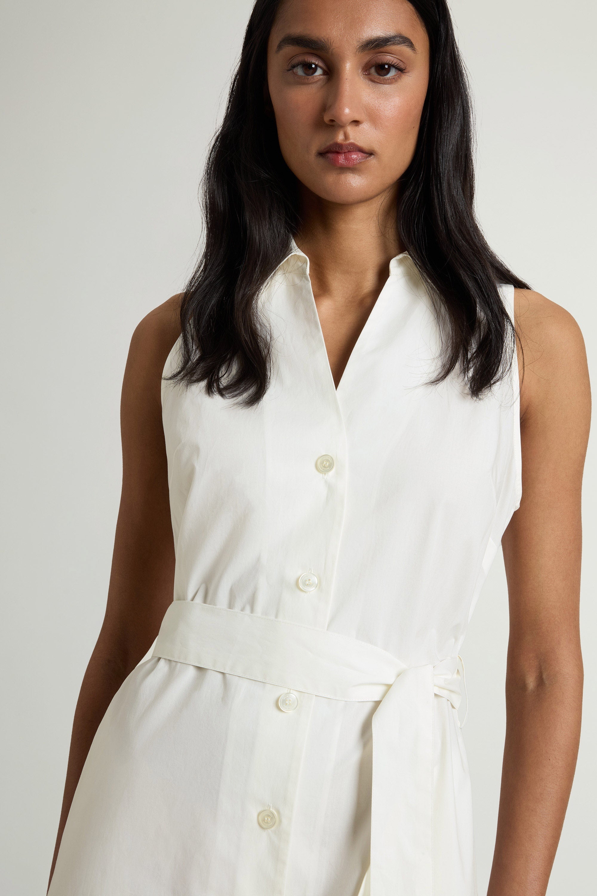 Women's Chemisier Poplin Cotton Dress Arctic White