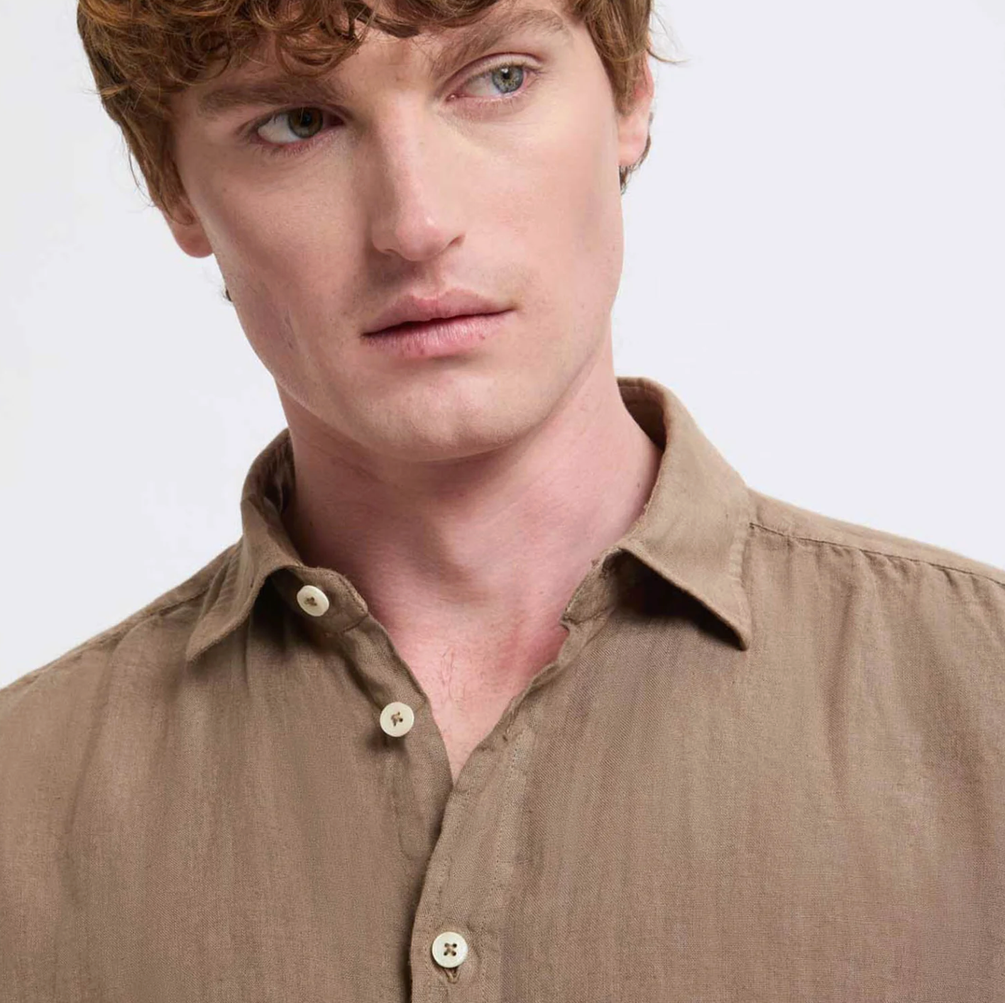 Camicia Bradford Linen Uomo Caramello