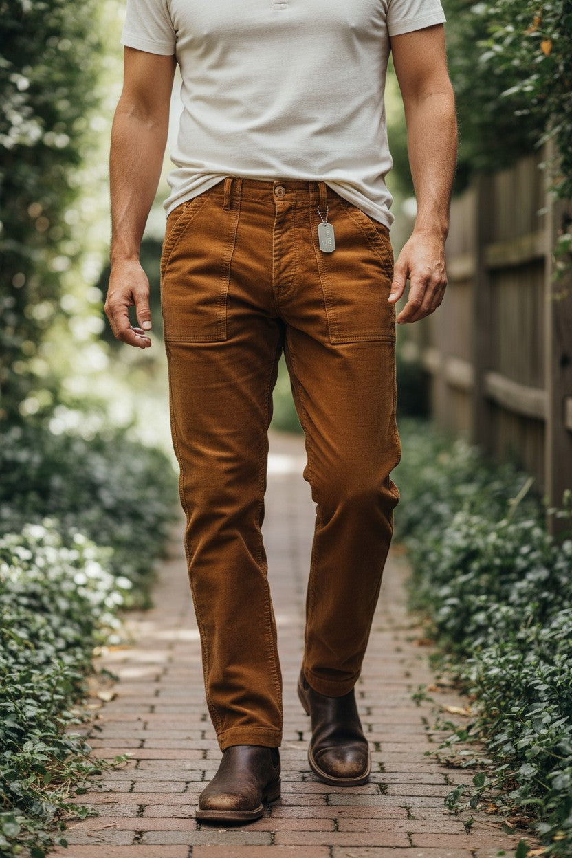 Pantaloni Moleskine Uomo Tobacco