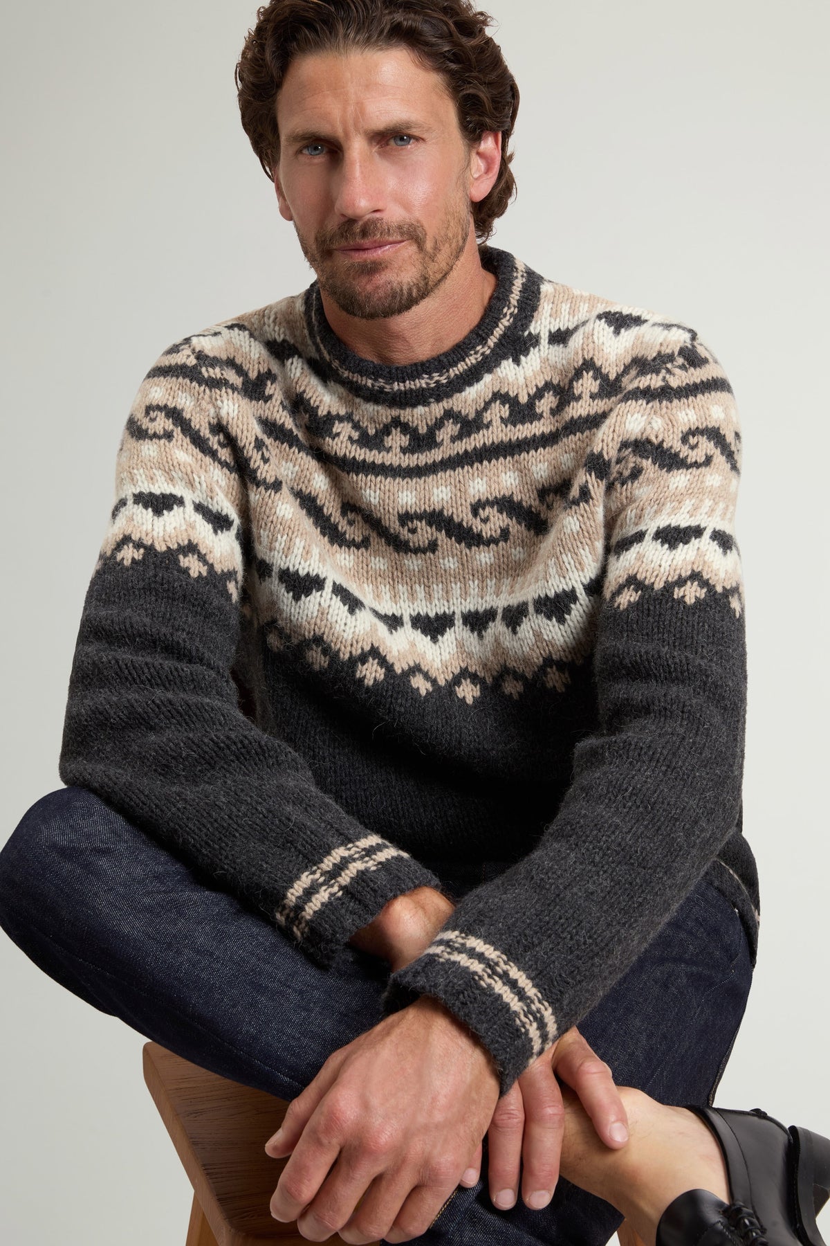 Mann Fair Isle Pullover Charcoal Grey