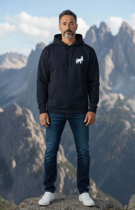 Maglia Hoodie Uomo Navy Blue/White